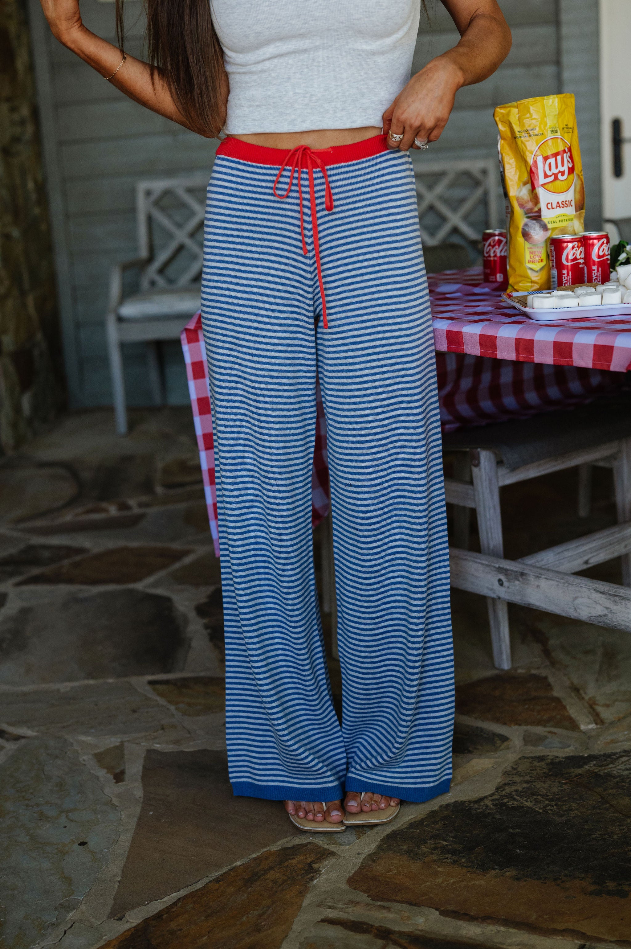 Striped Lounge Pants-Marine