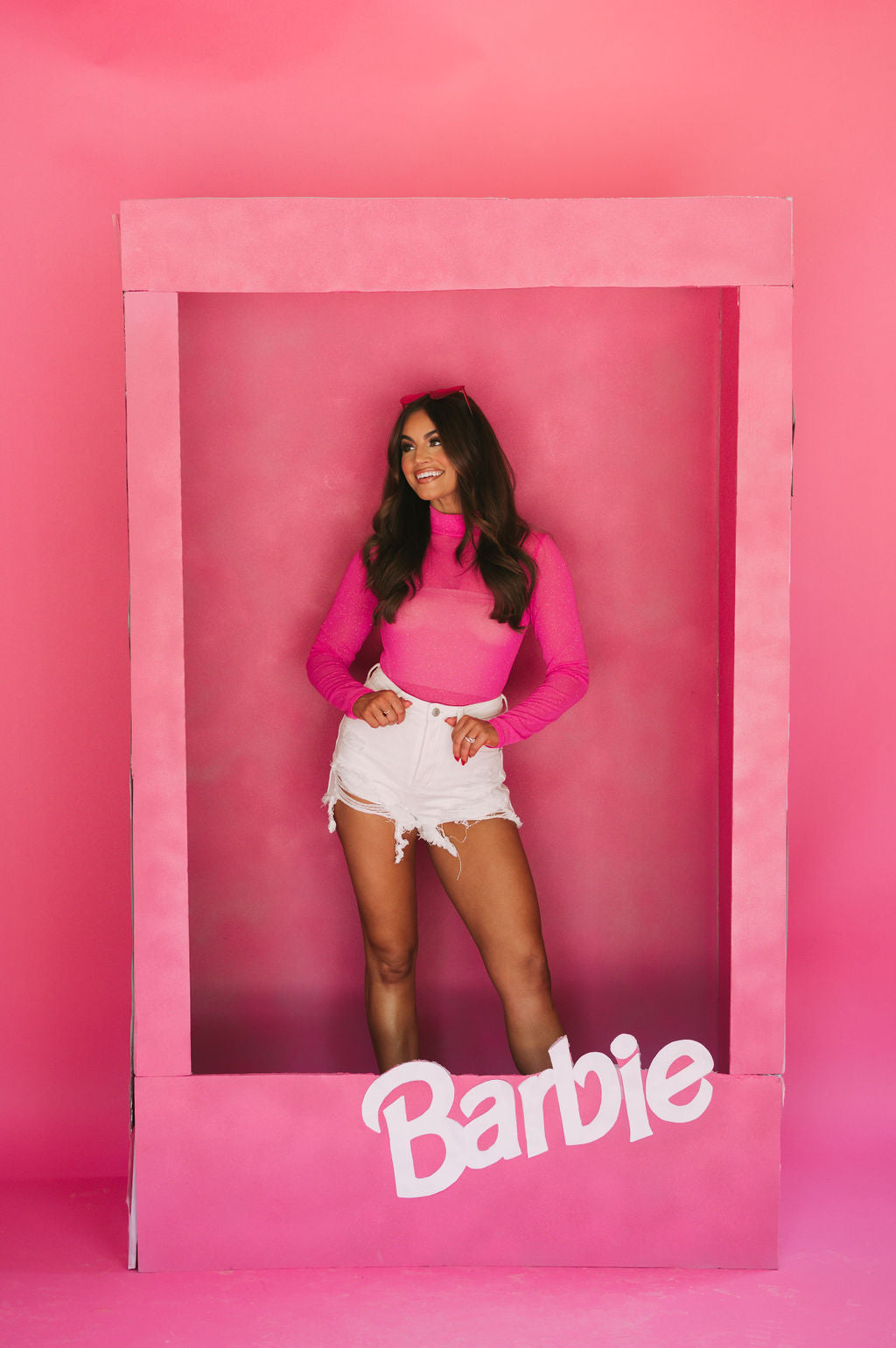 Sparkle Mesh Bodysuit-Hot Pink