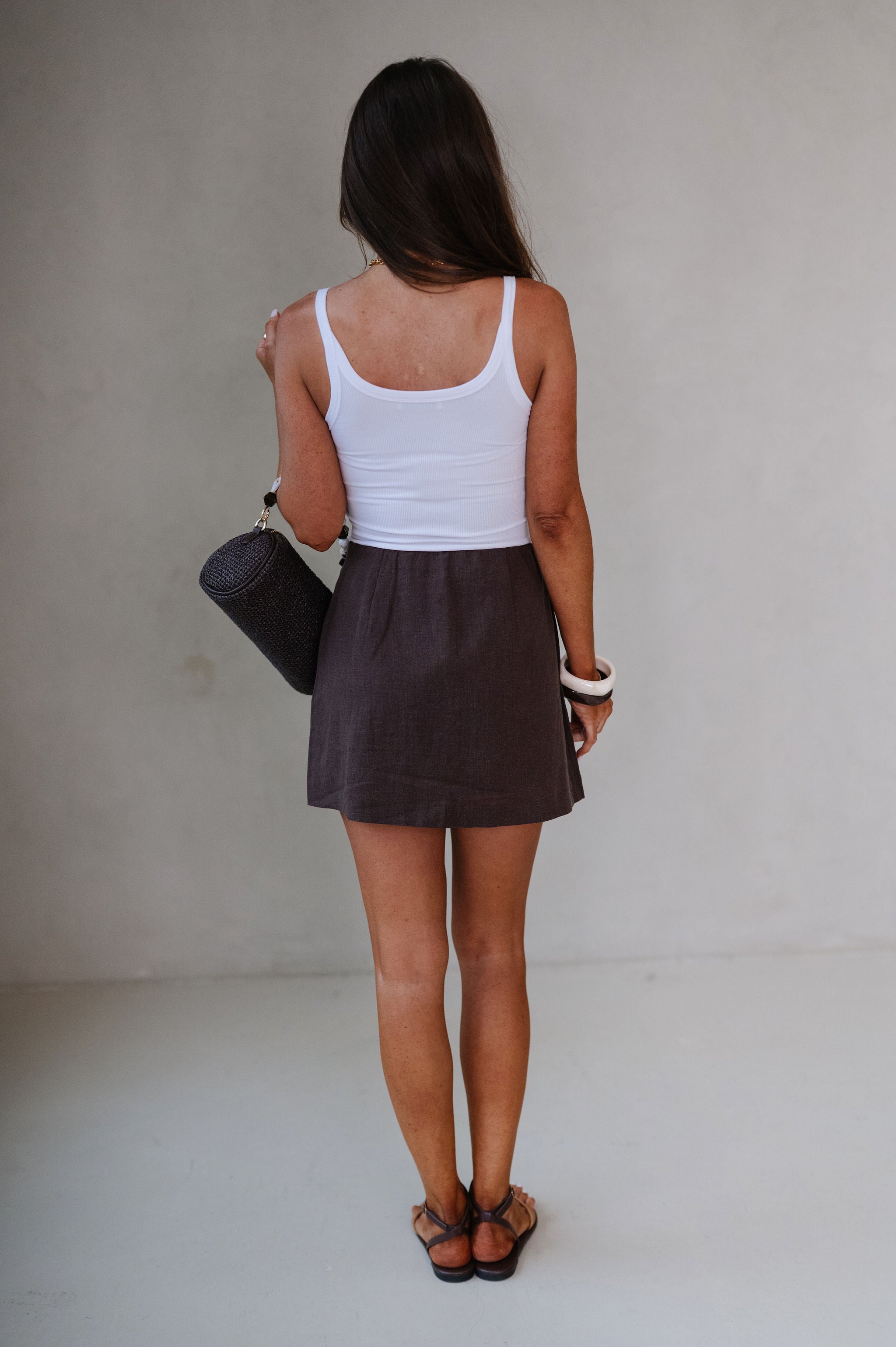 Ellie Mini Skirt-Dark Brown