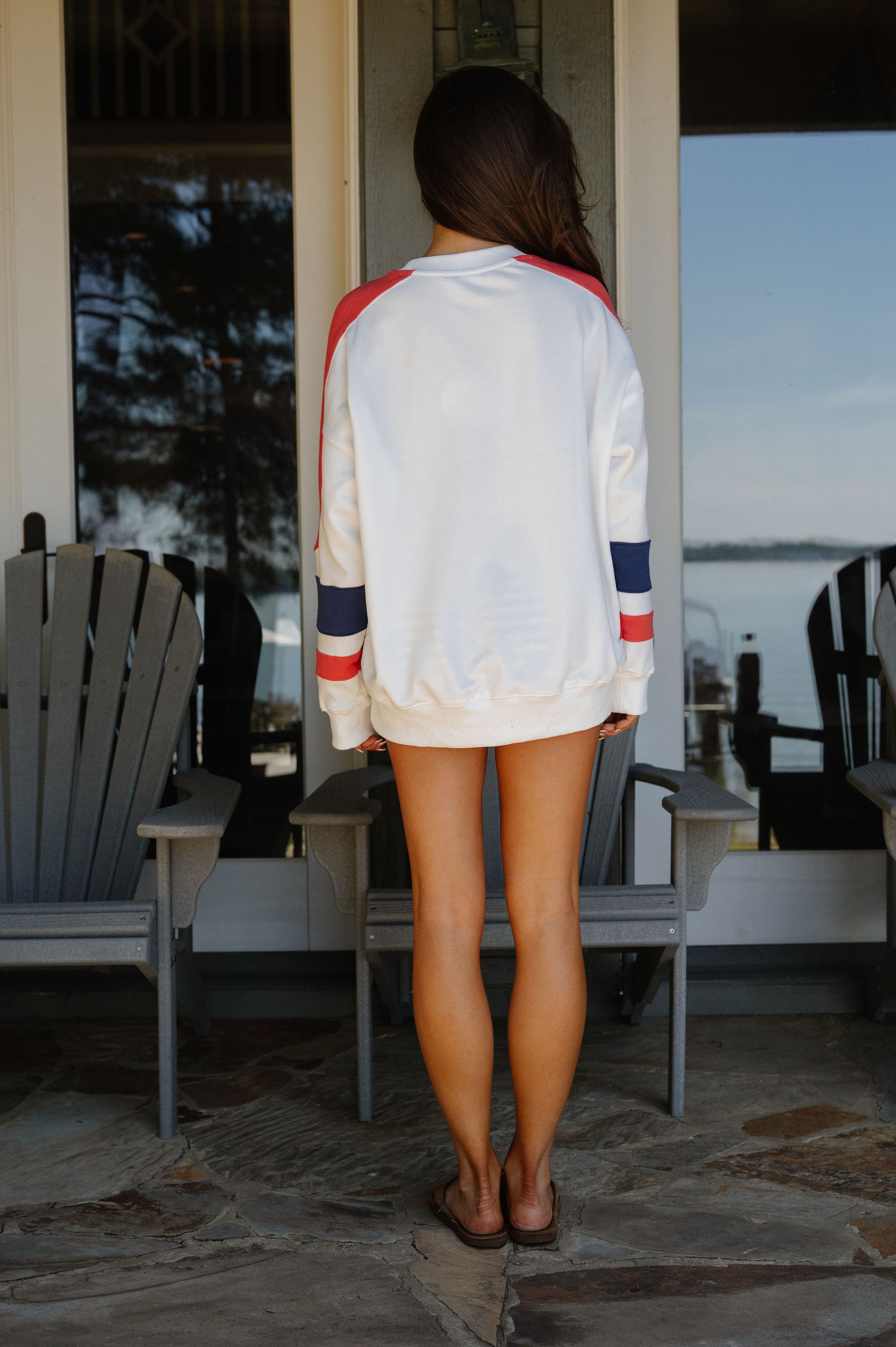 USA Crew Neck Color Block Oversized Sweatshirt