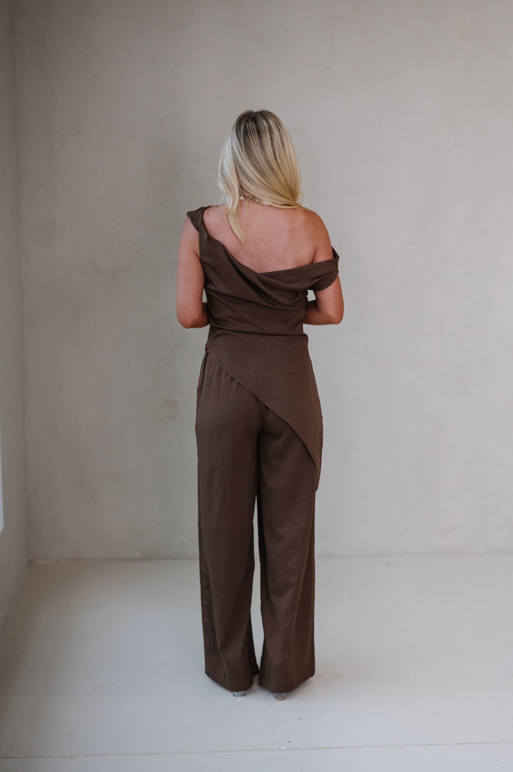 Benny Wide Leg Pants Set-Brown