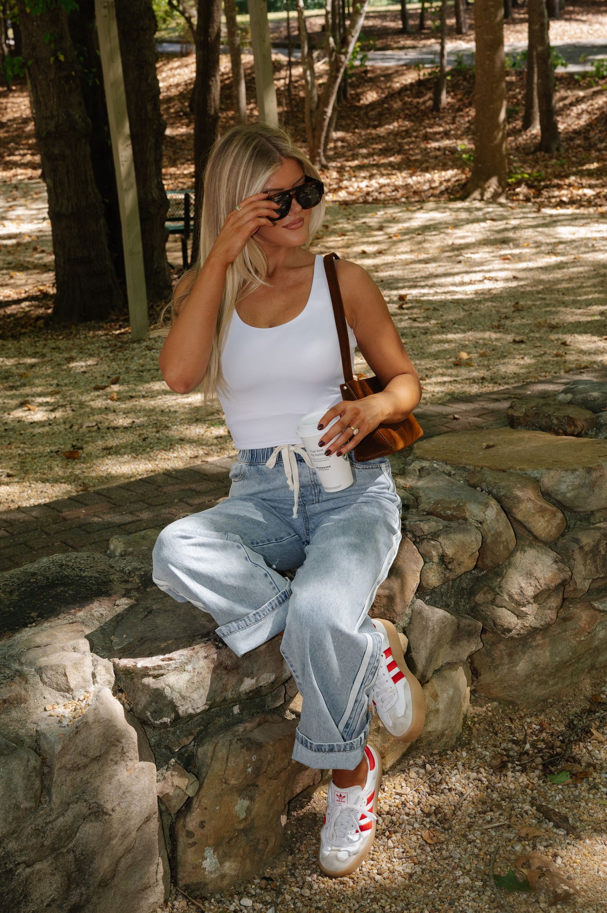 Relaxed Double Stripe Wide Leg Jeans