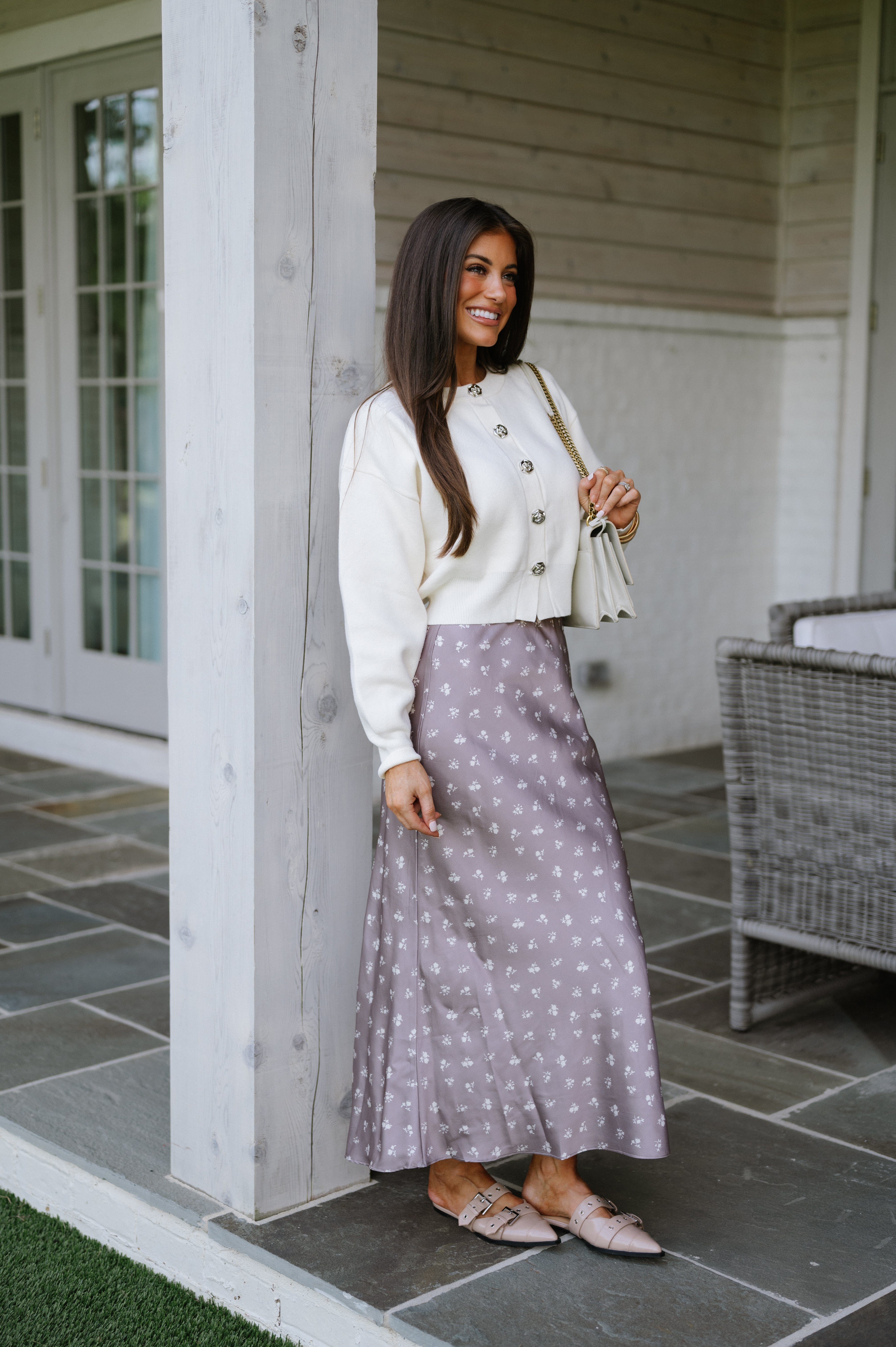 Tucker Midi Skirt- Grey Floral