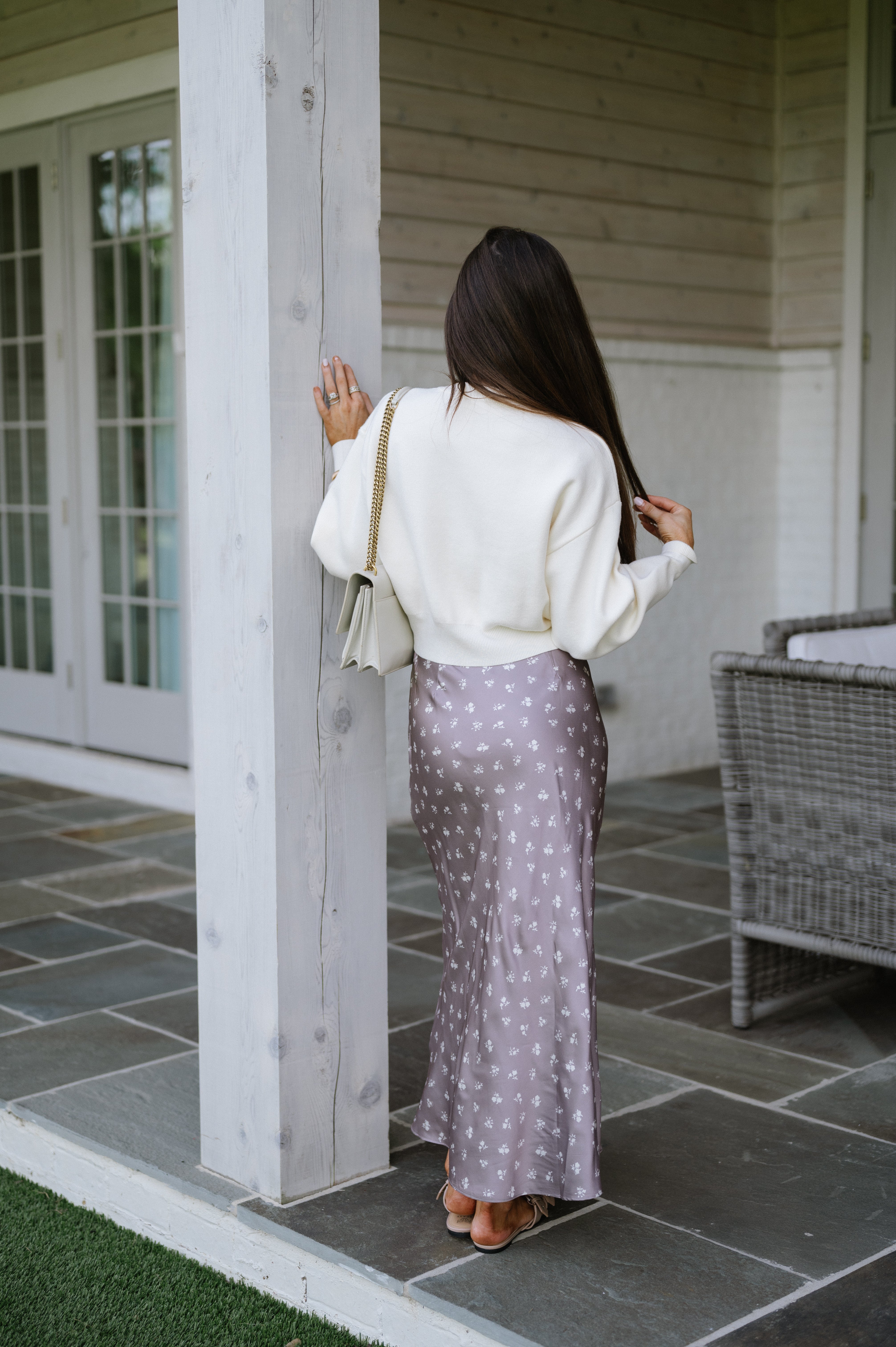 Tucker Midi Skirt- Grey Floral