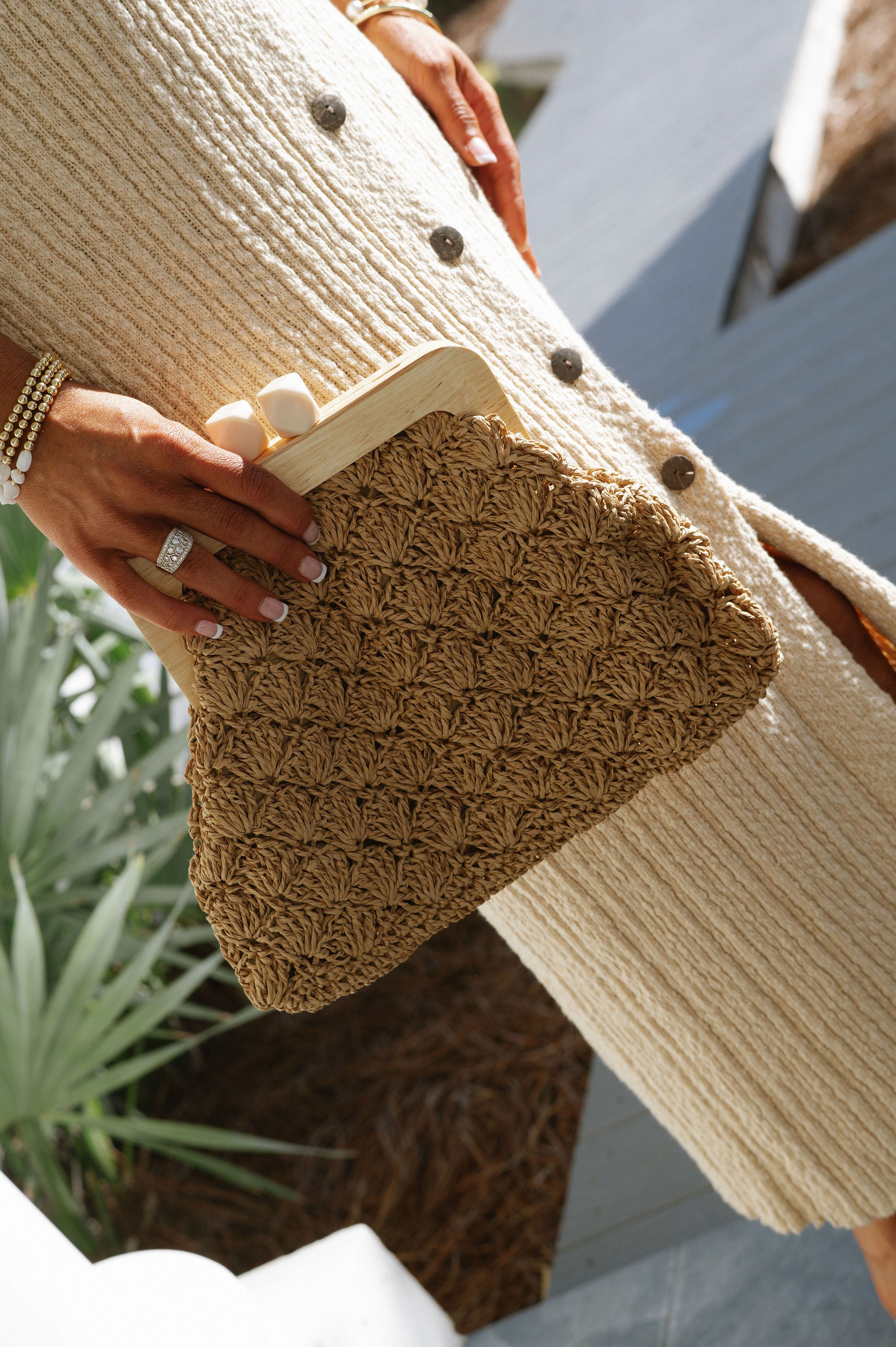 Rosemary Woven Clutch - Khaki