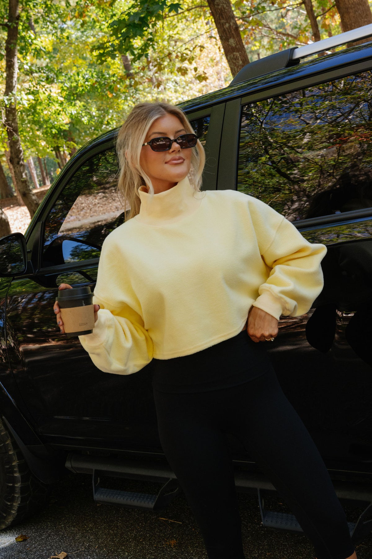 Dani Mock Neck Sweatshirt-Light Yellow