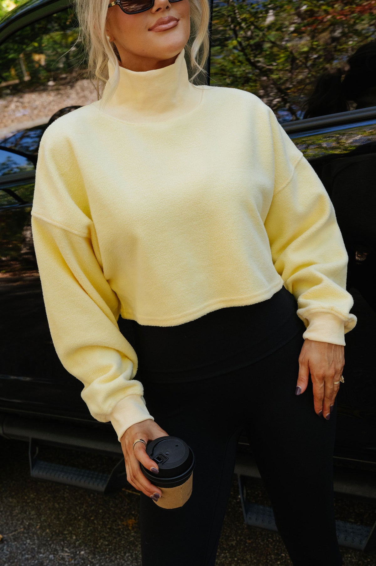 Dani Mock Neck Sweatshirt-Light Yellow