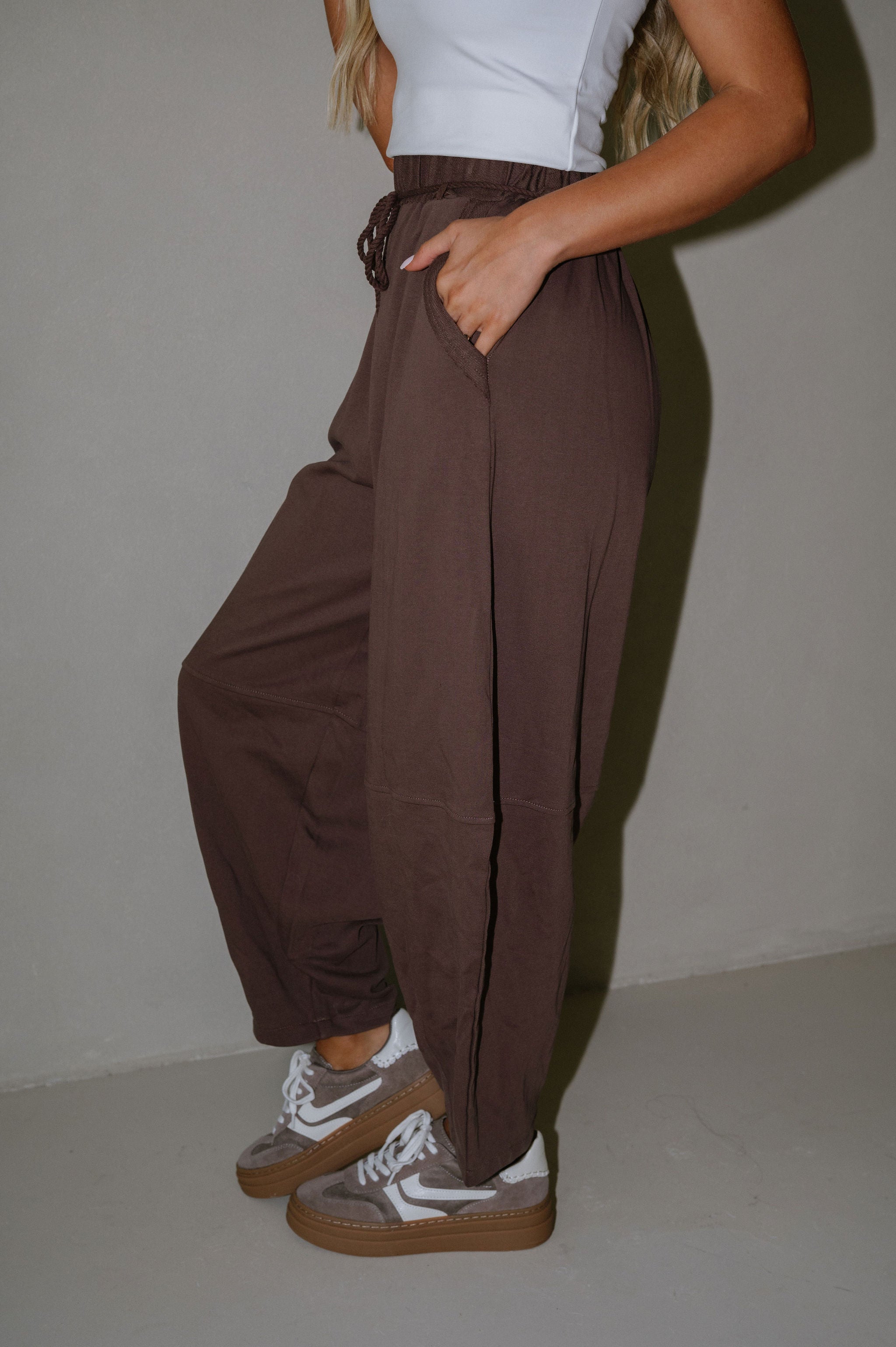 Kenna Barrel Pants-Chocolate