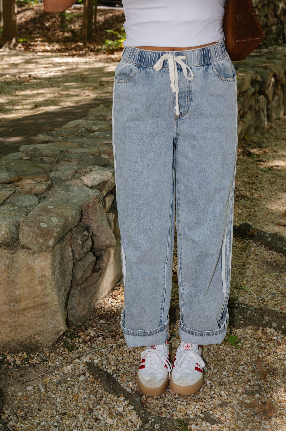 Relaxed Double Stripe Wide Leg Jeans