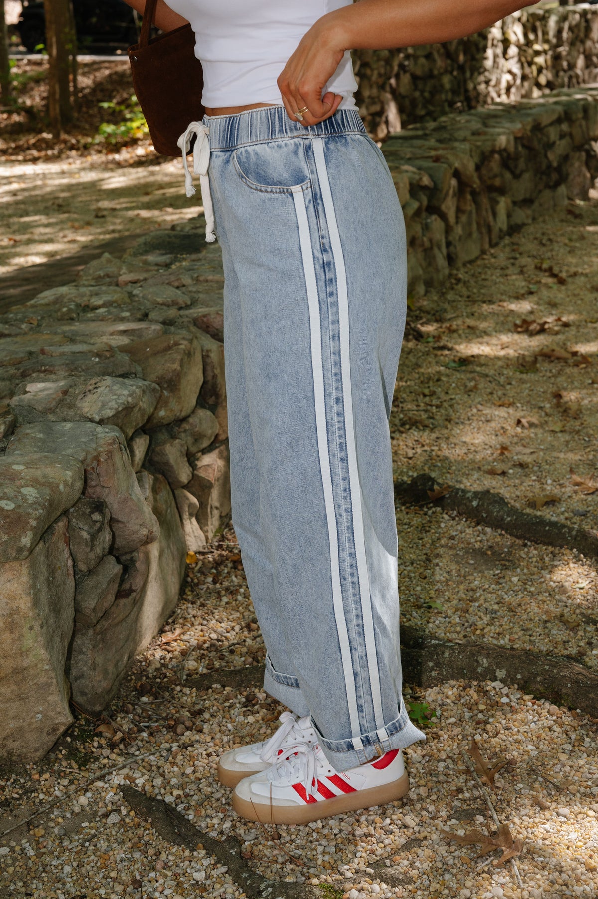 Relaxed Double Stripe Wide Leg Jeans