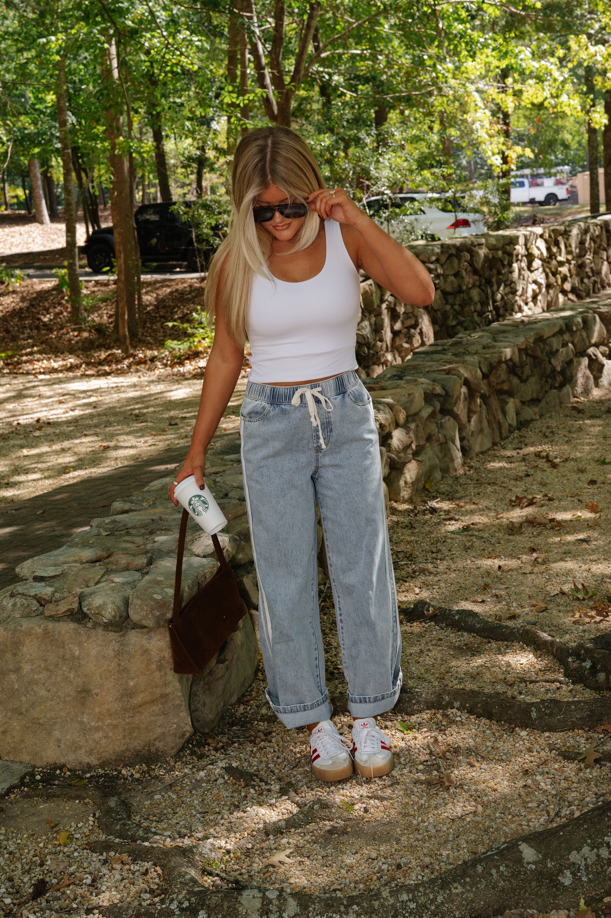 Relaxed Double Stripe Wide Leg Jeans