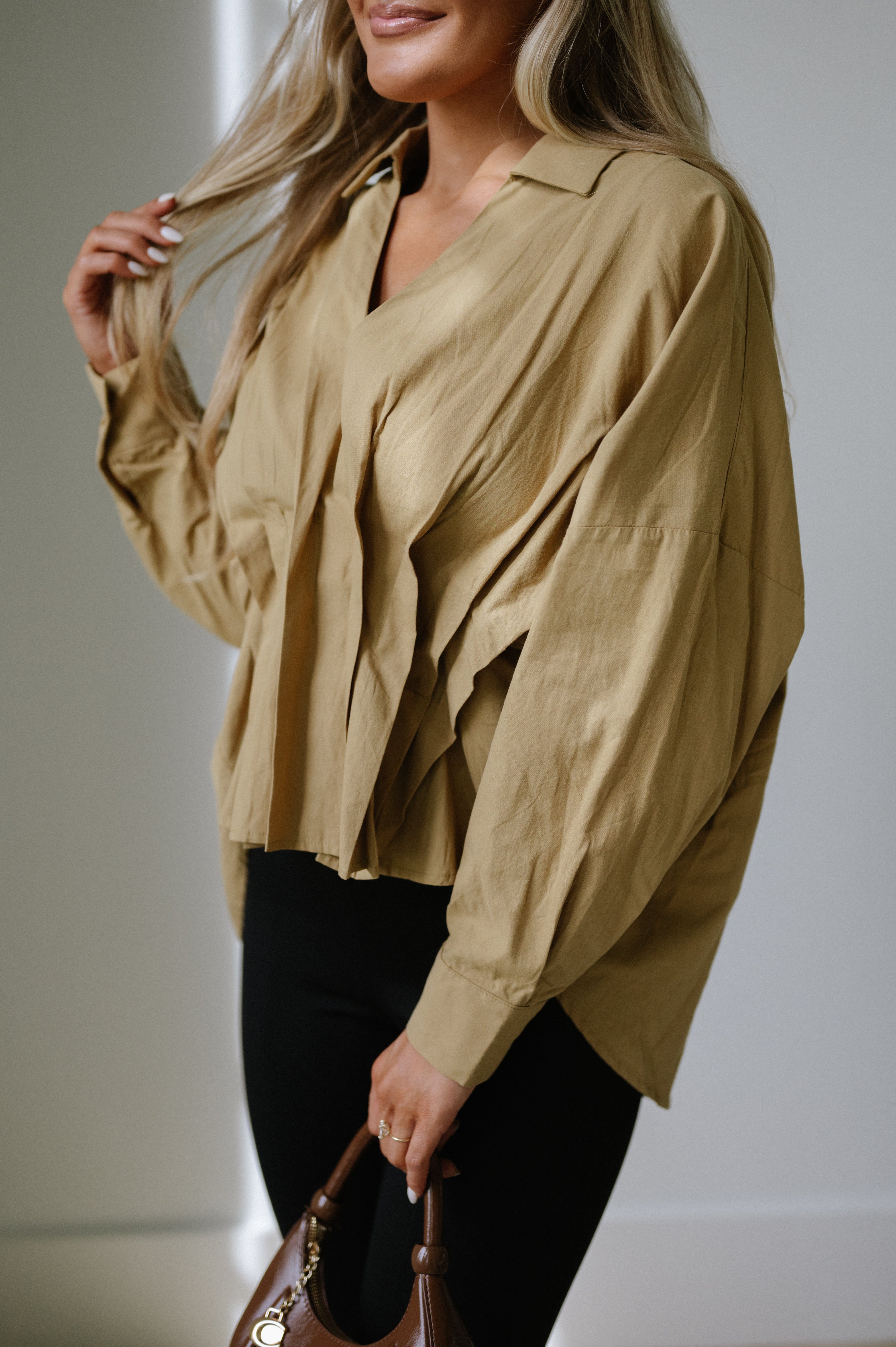 Wilson Pintuck Blouse- Camel