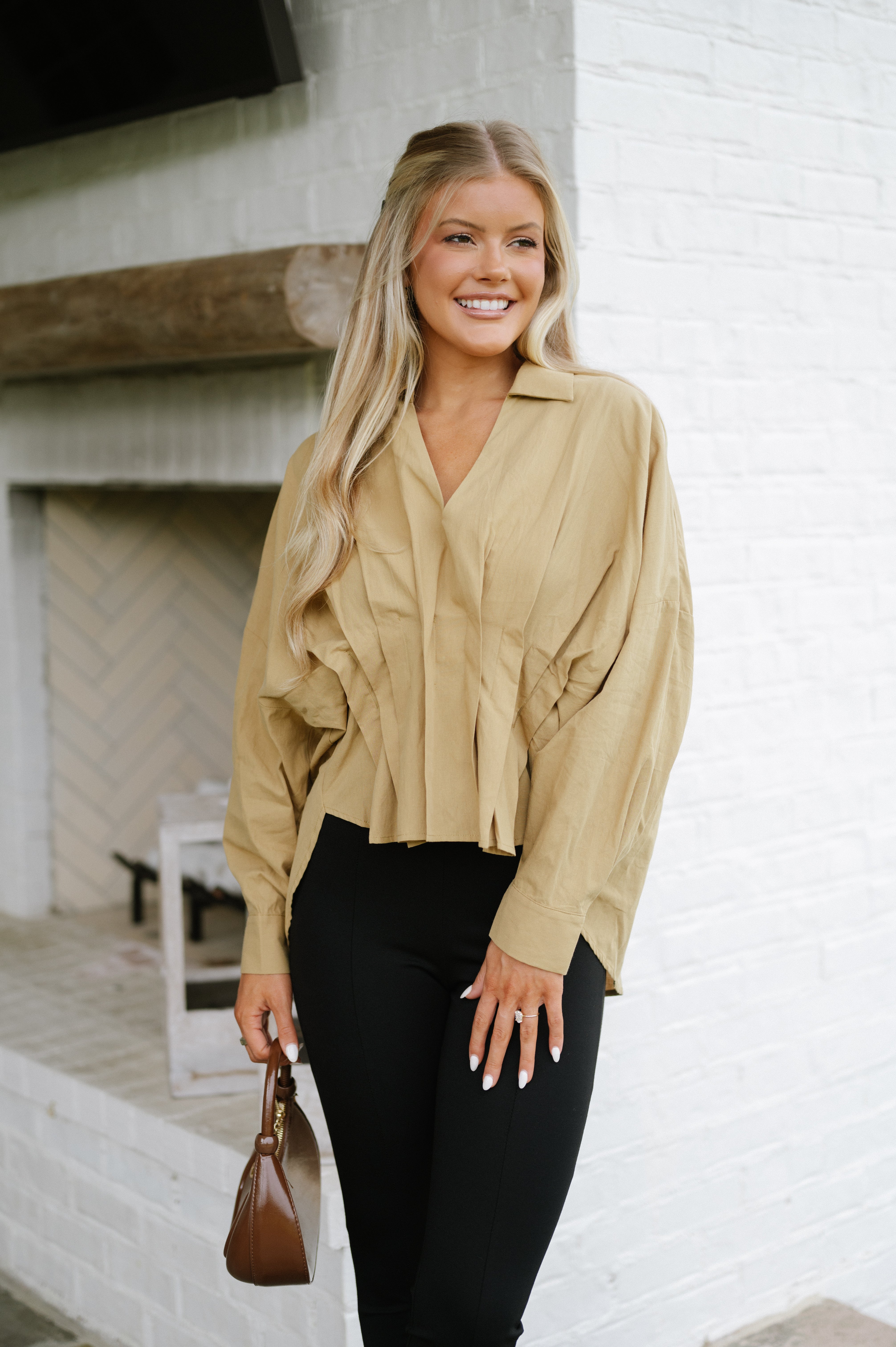 Wilson Pintuck Blouse- Camel