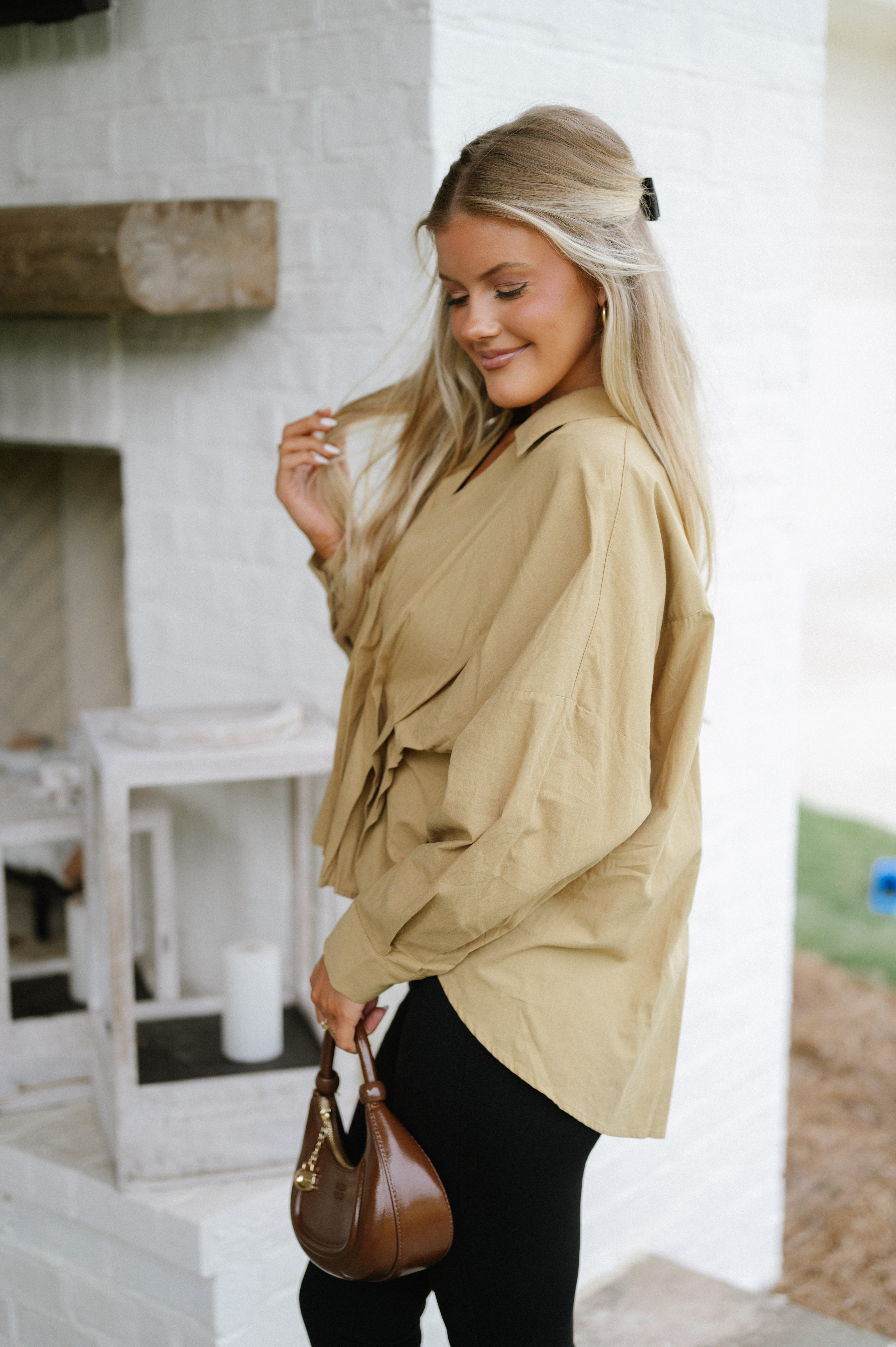 Wilson Pintuck Blouse- Camel