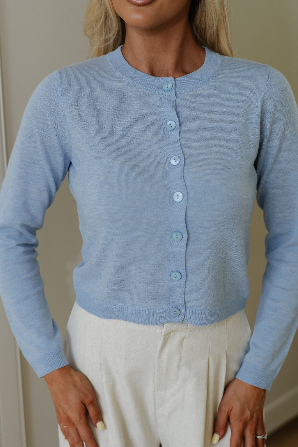 Gianna Knit Top-Light Blue