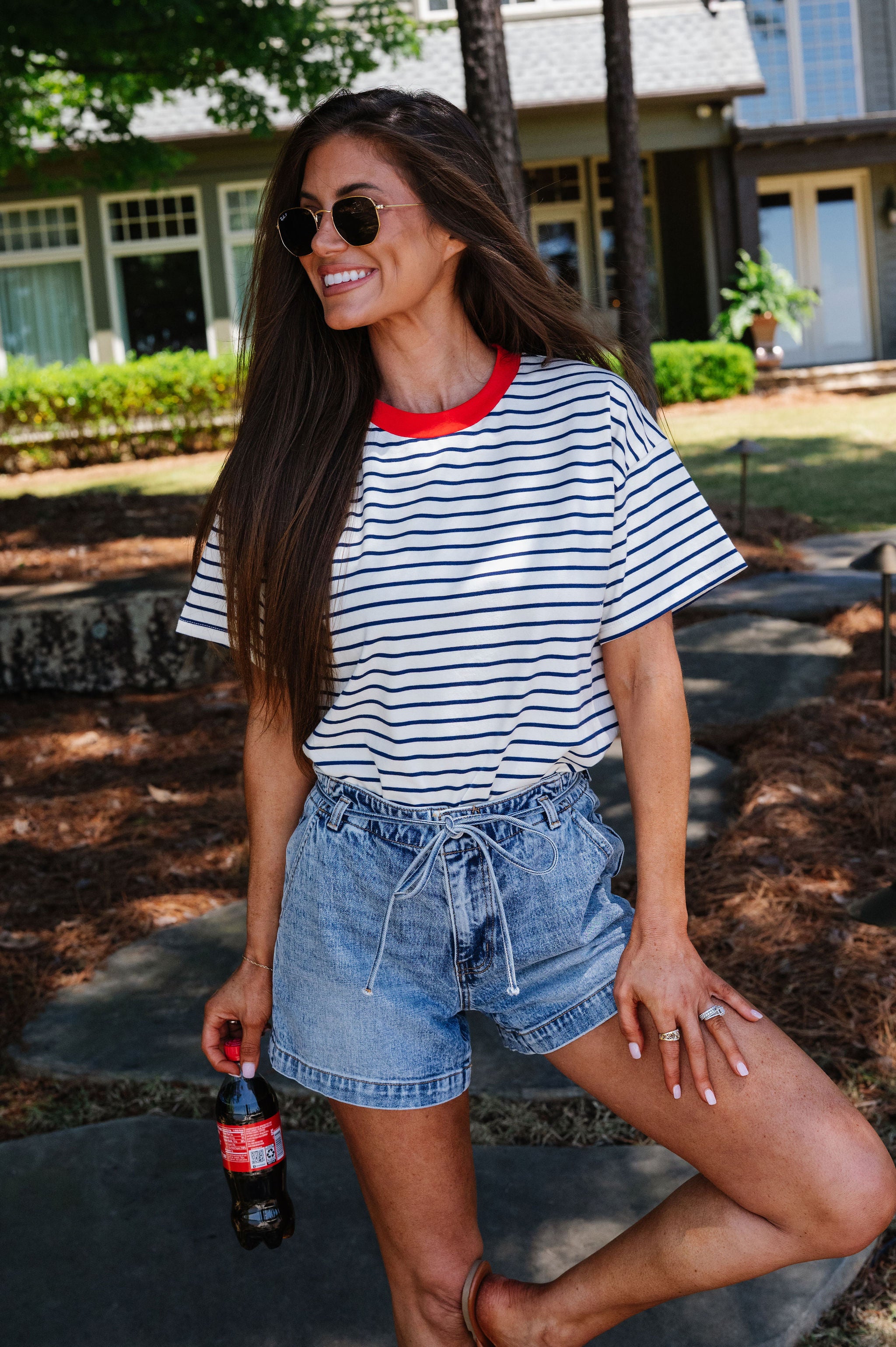 Georgia Striped Tee-Midnight