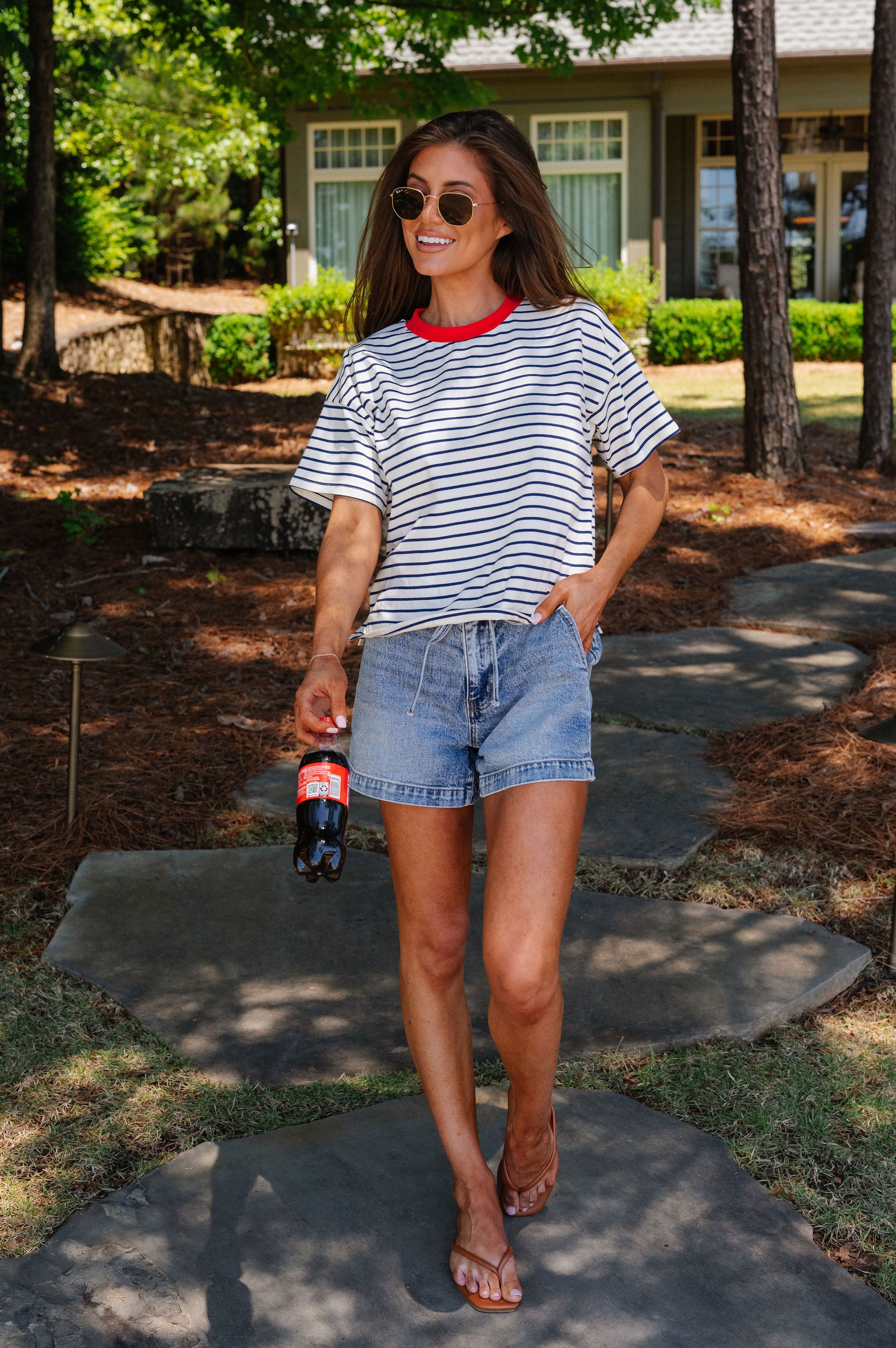 Georgia Striped Tee-Midnight