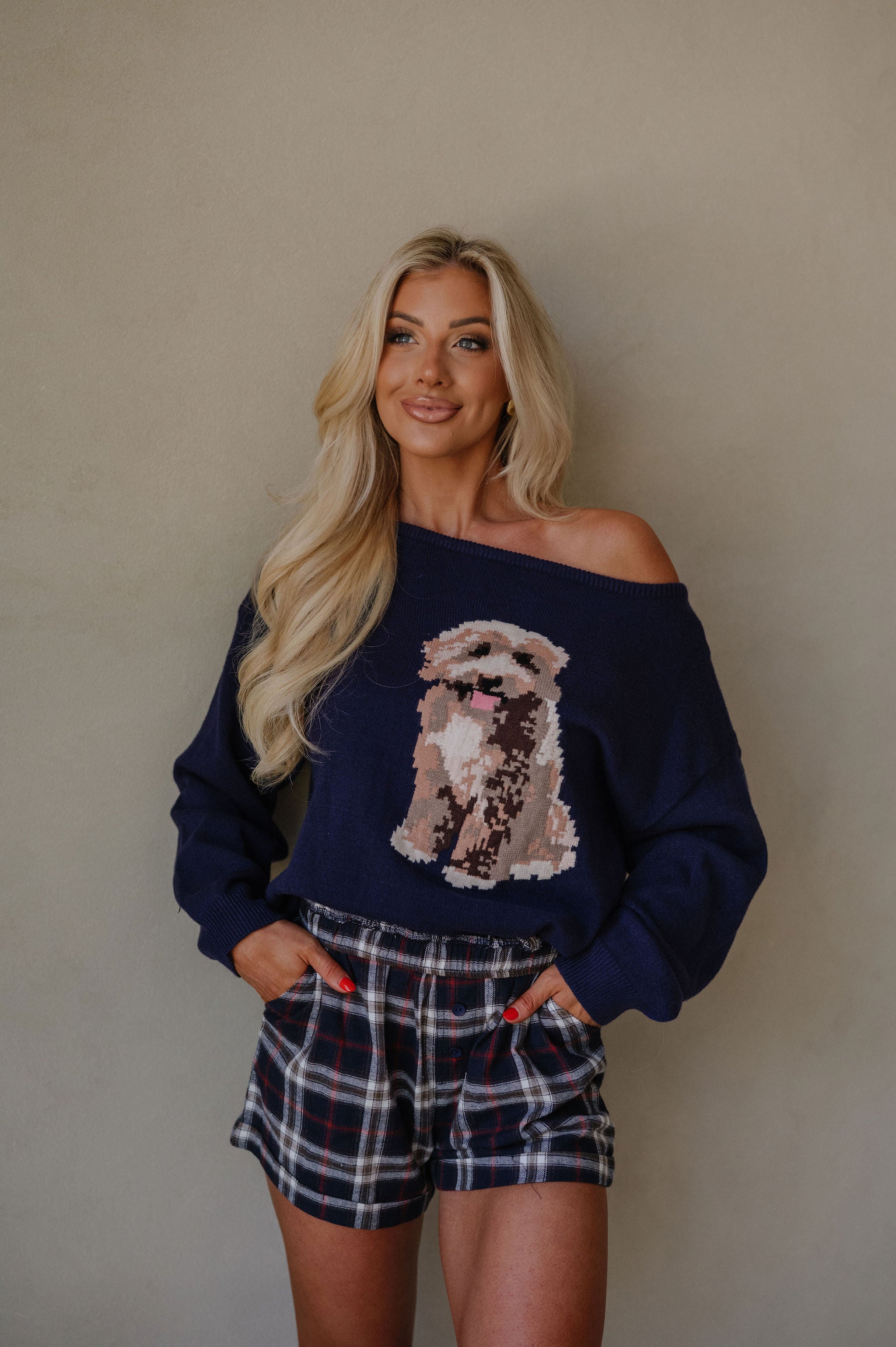 Flannel Plaid Boxer Shorts-Navy/Multi