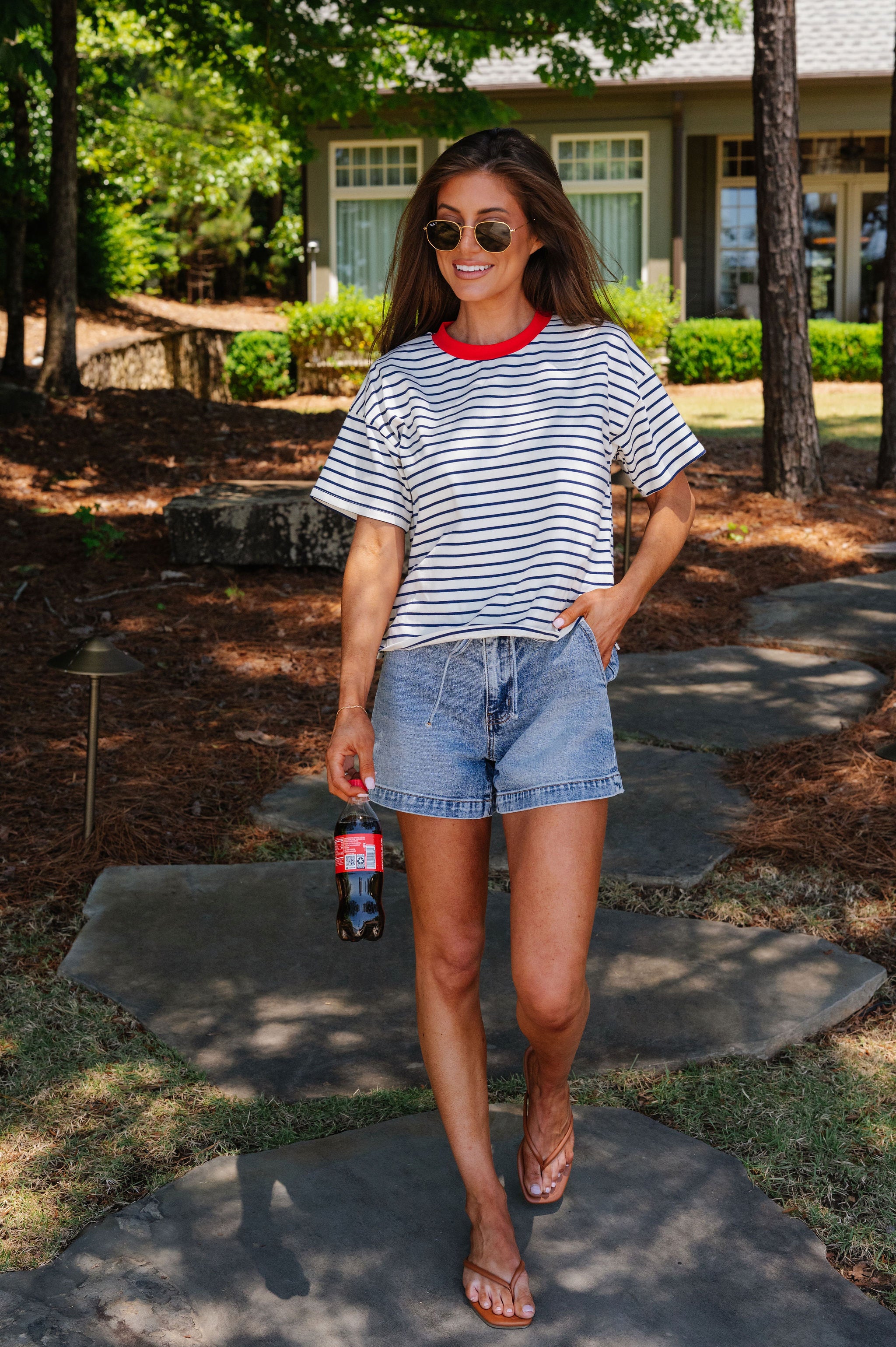 Georgia Striped Tee-Midnight