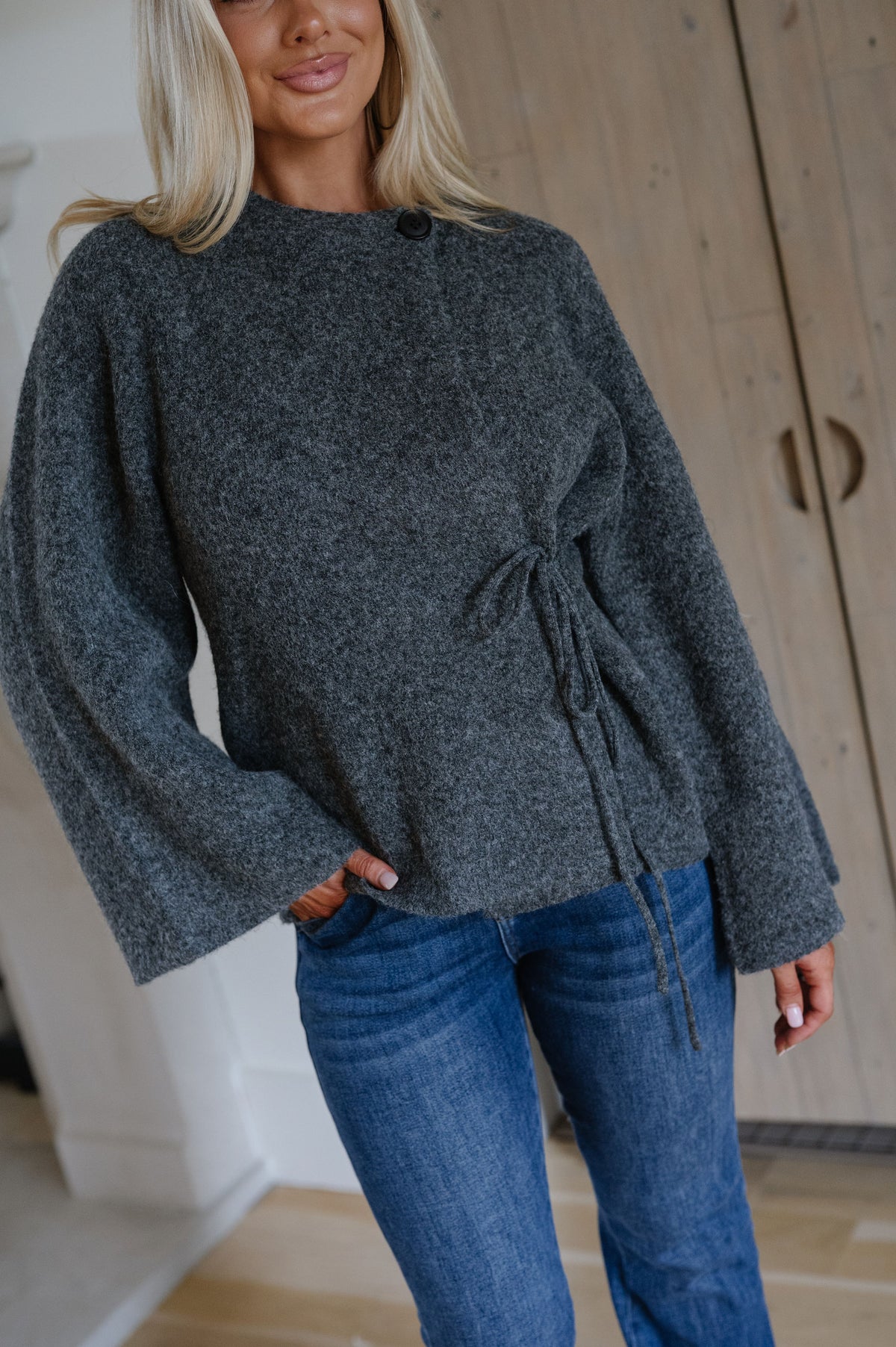 Cozy Wrap Cardigan-Charcoal