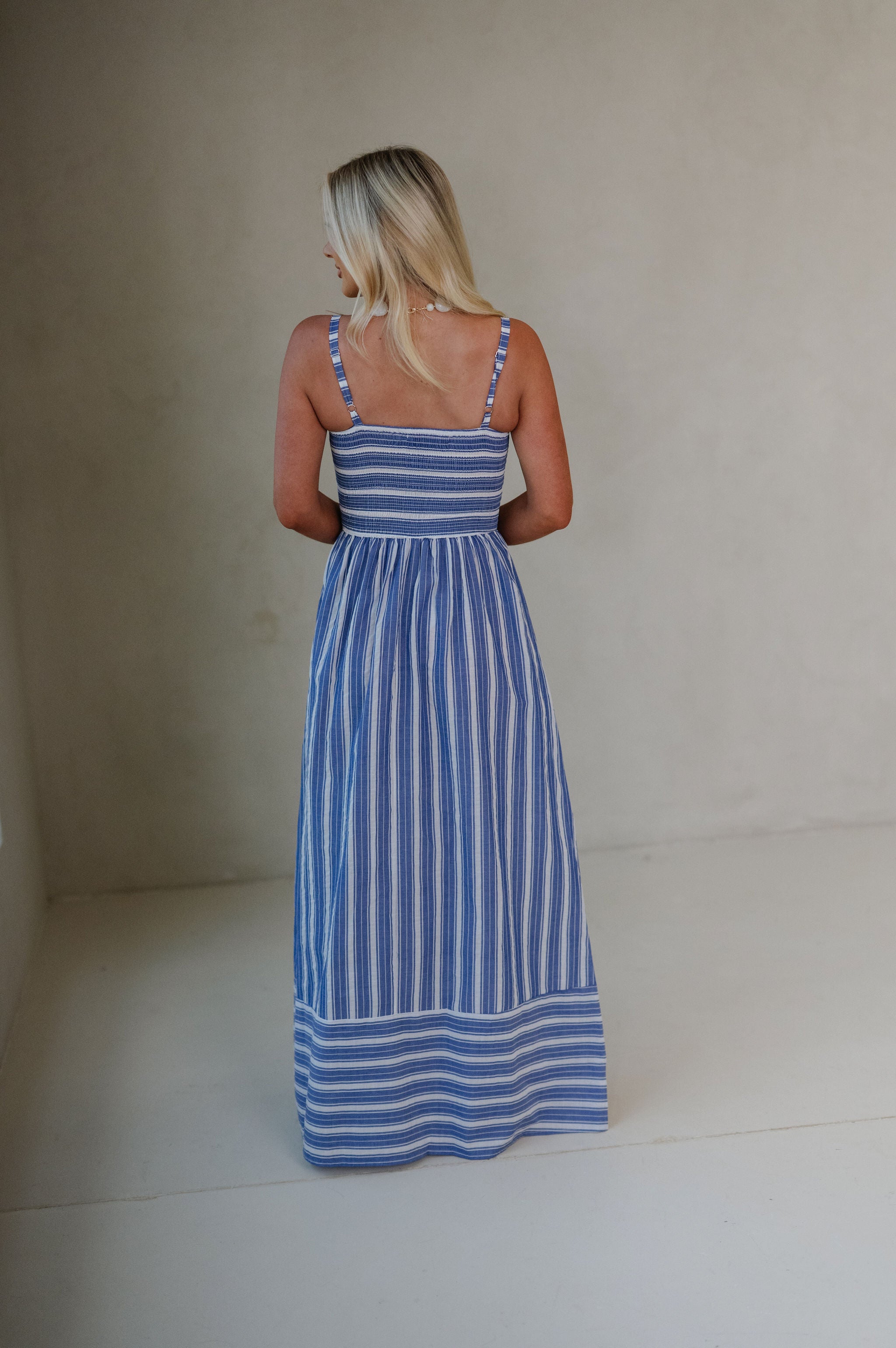 Camila Striped Maxi Dress-Blue/White