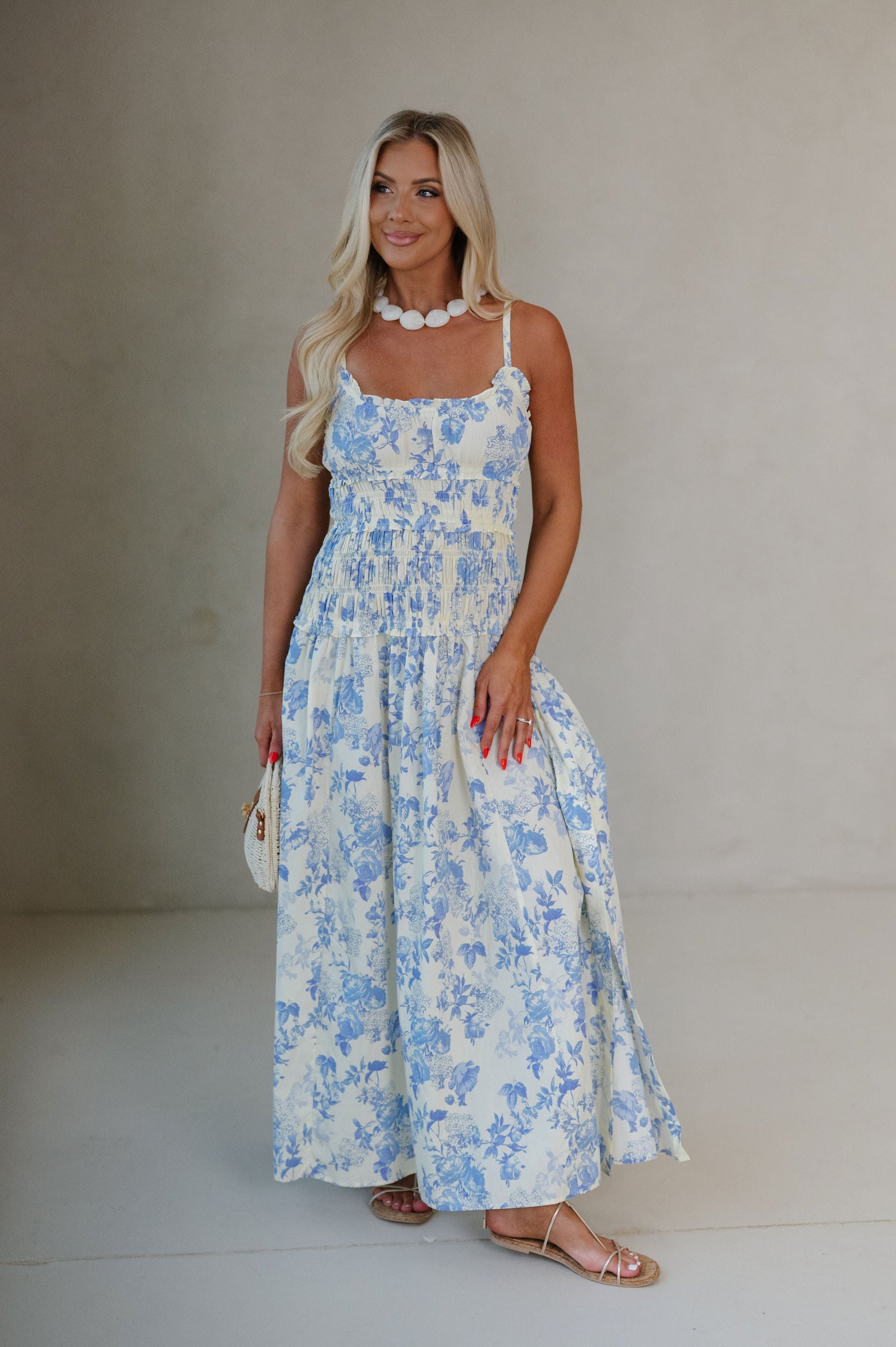 Lyla Dress-Butter/Blue