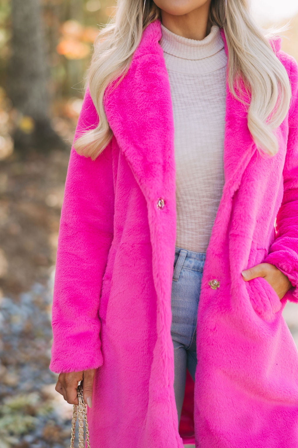 Broadway Faux Fur Coat- Hot Pink