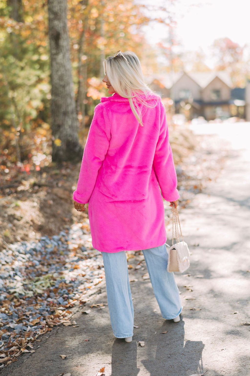 Broadway Faux Fur Coat- Hot Pink