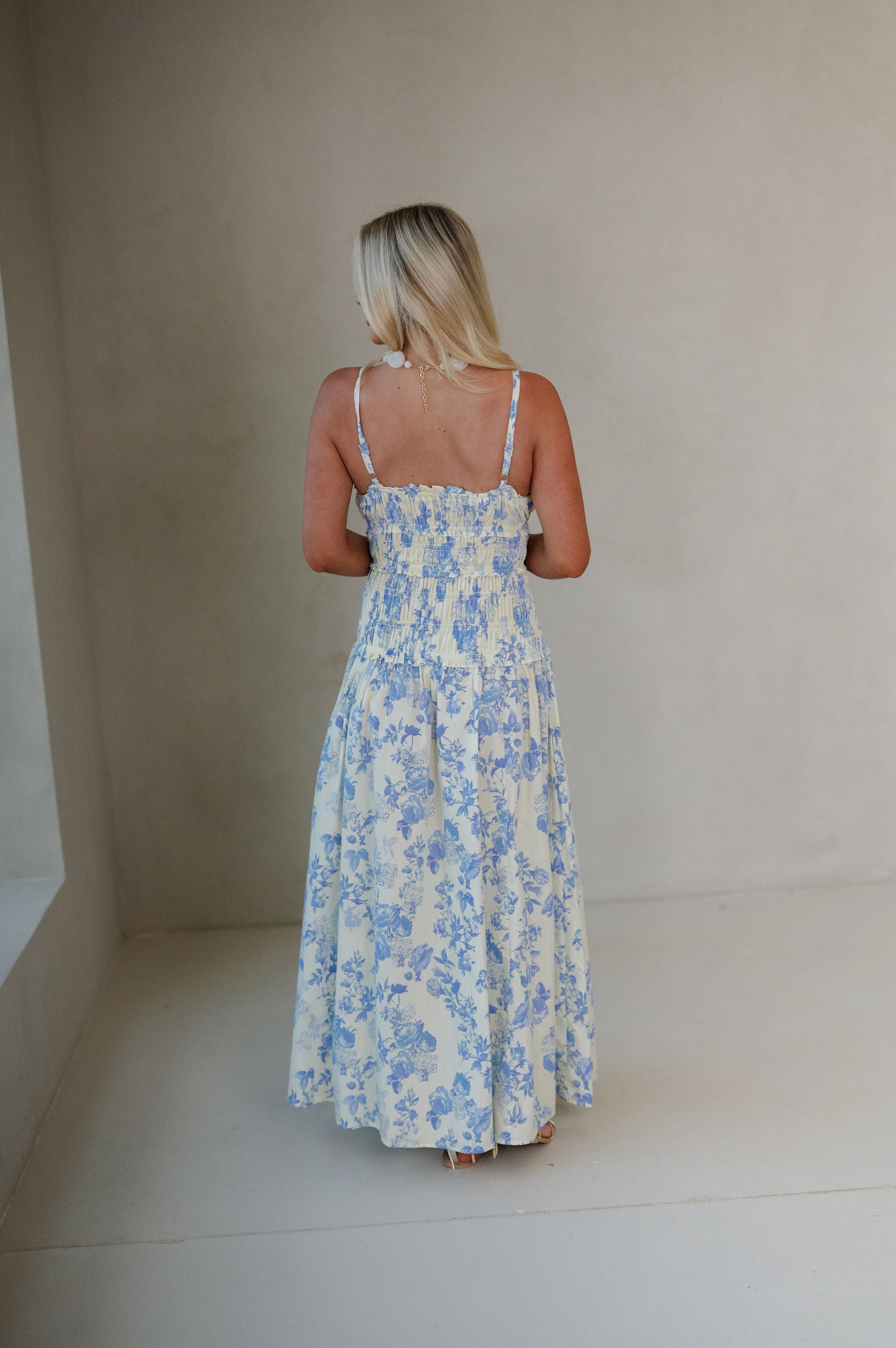 Lyla Dress-Cream/Blue