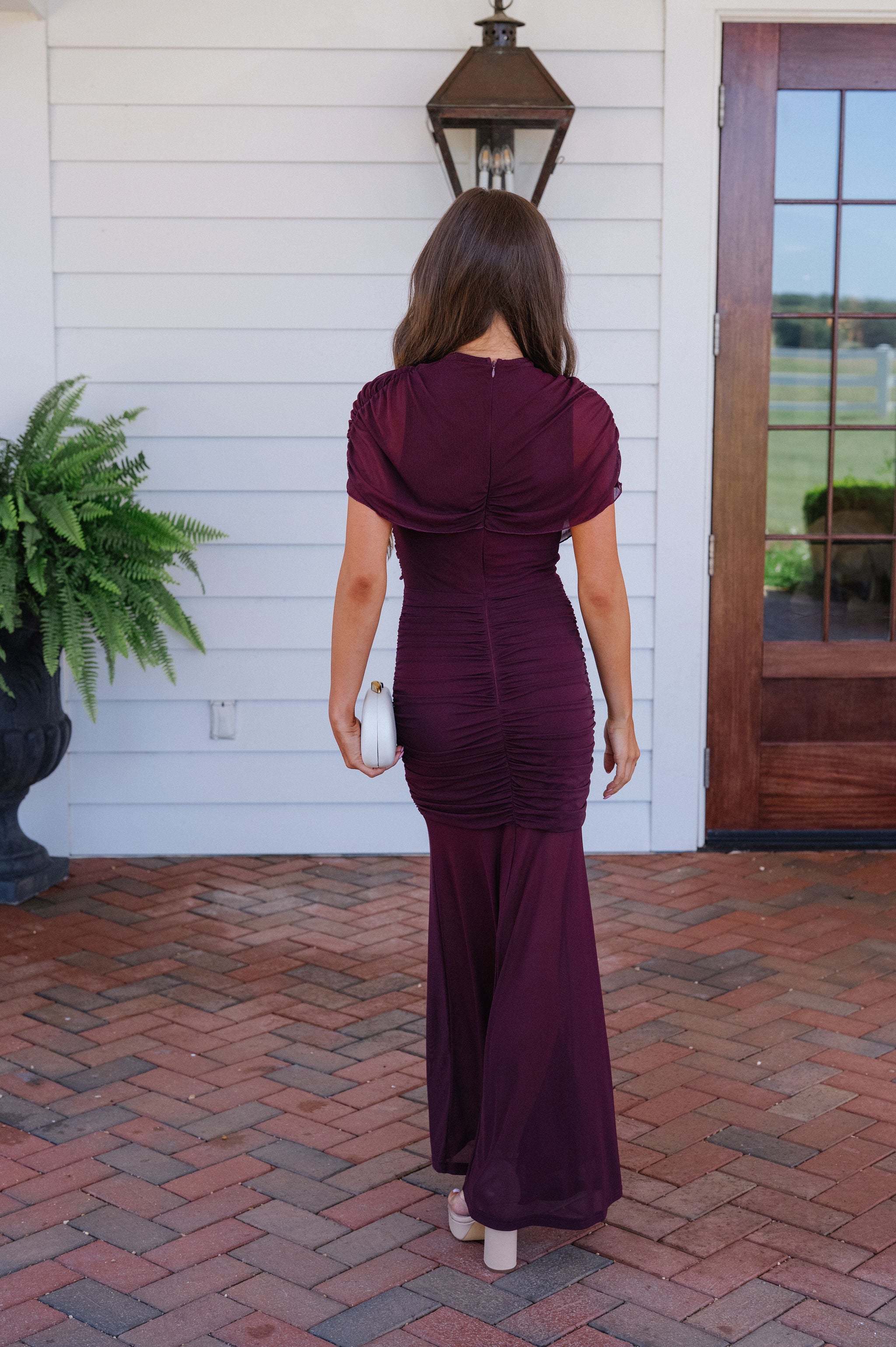 Annie Sheer Overlay Maxi Dress-Maroon