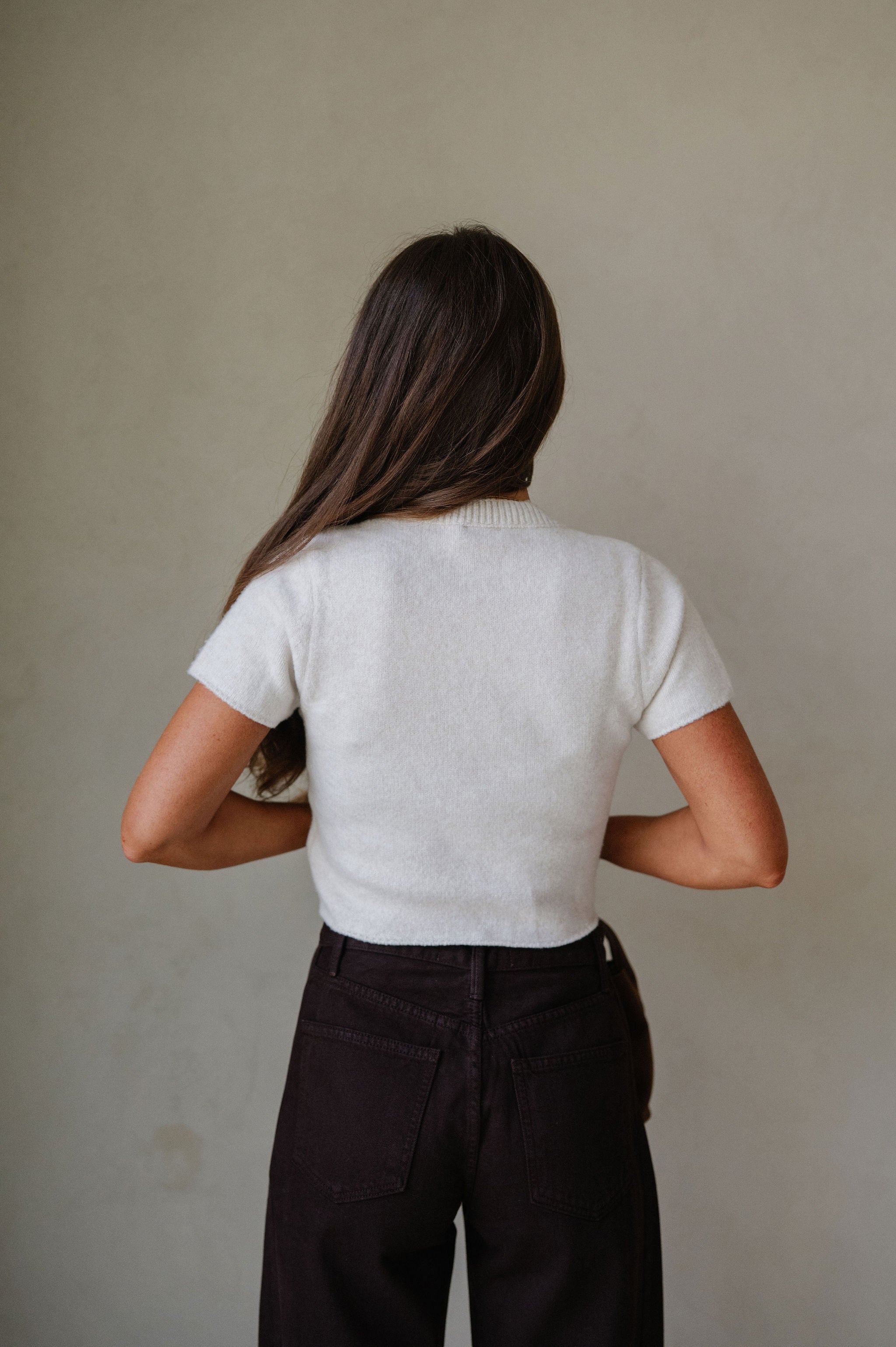 Mason Cropped Sweater Top-Cream