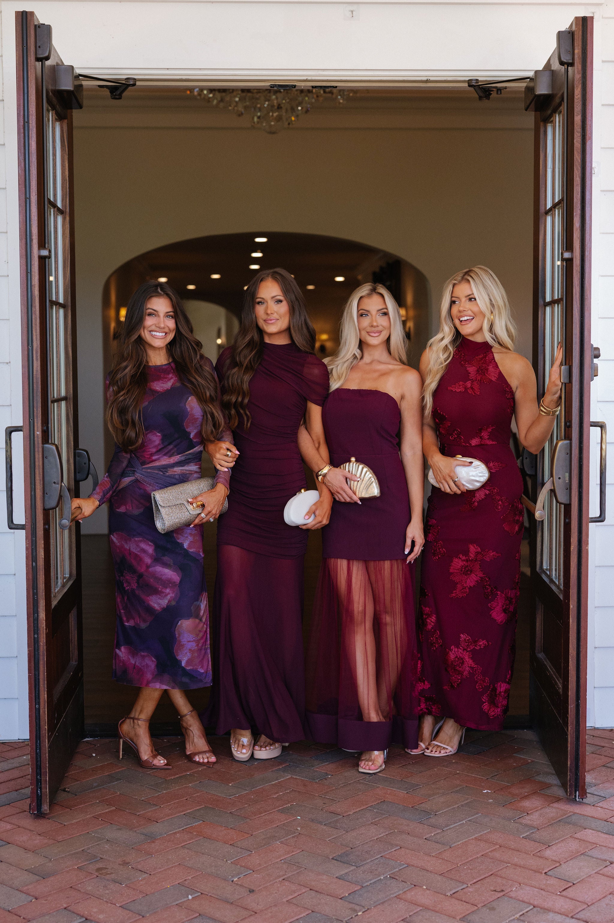 Tulle Skirt Panel Strapless Dress-Burgundy