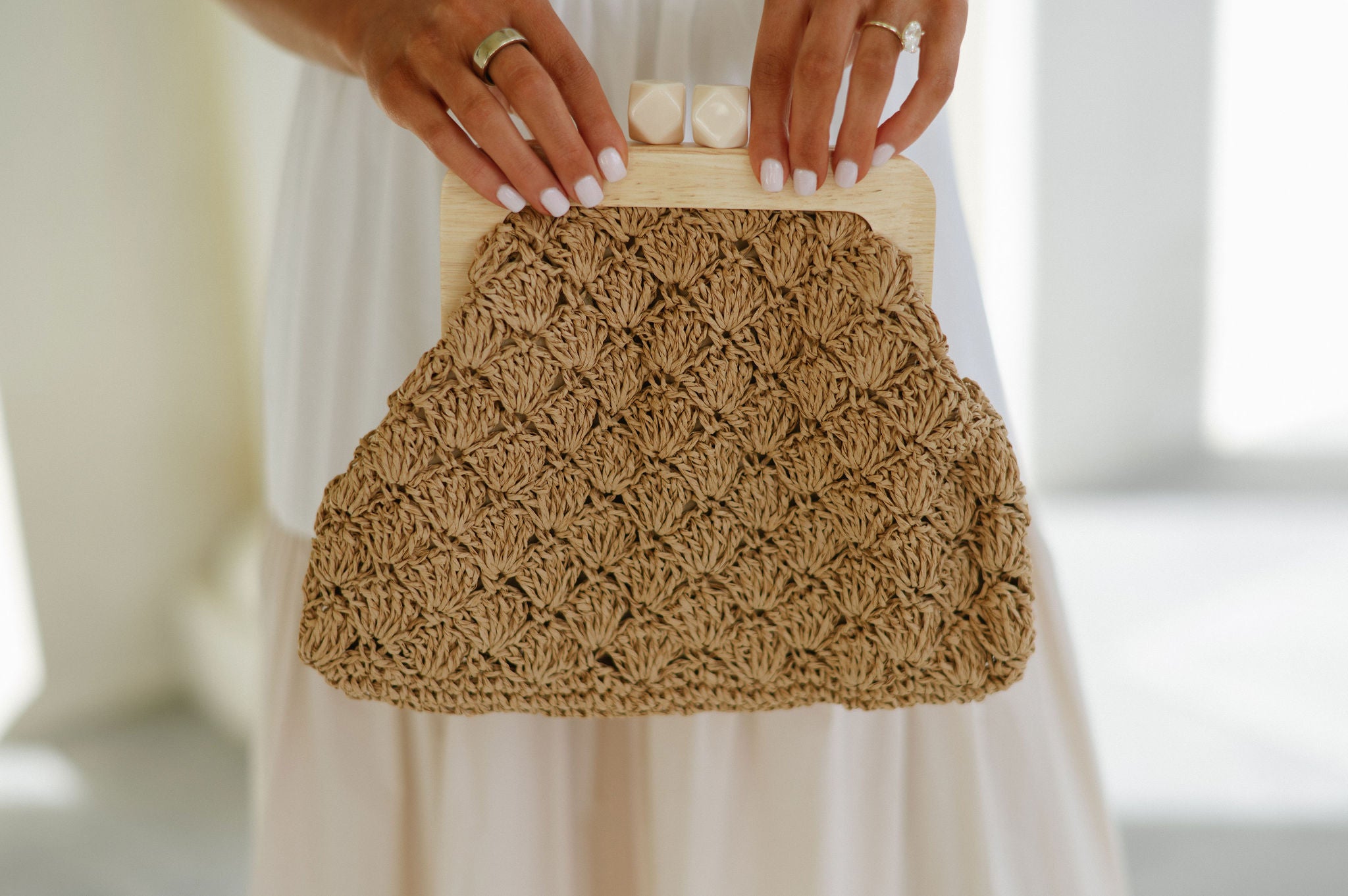 Rosemary Woven Clutch - Khaki