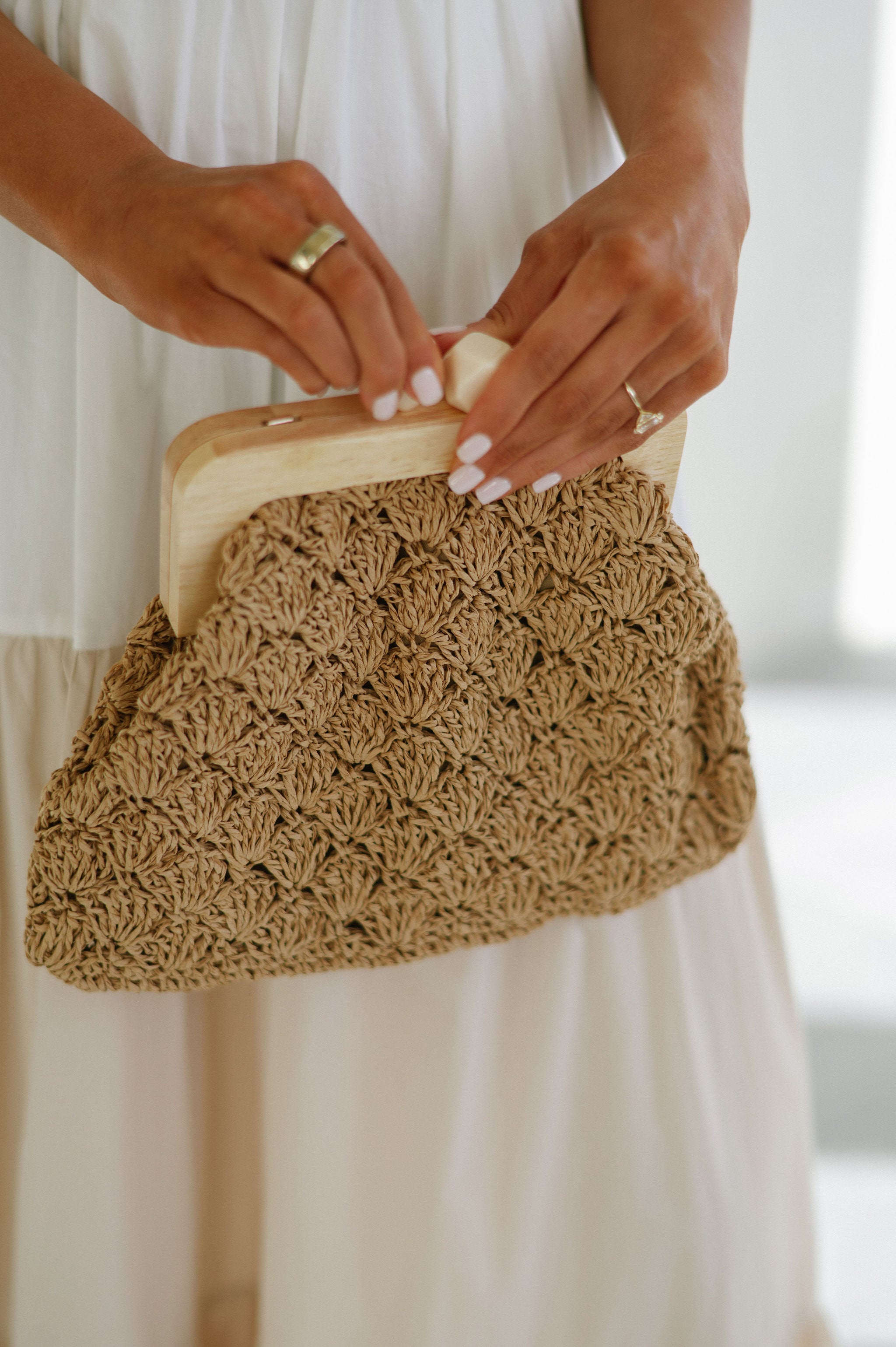 Rosemary Woven Clutch - Khaki