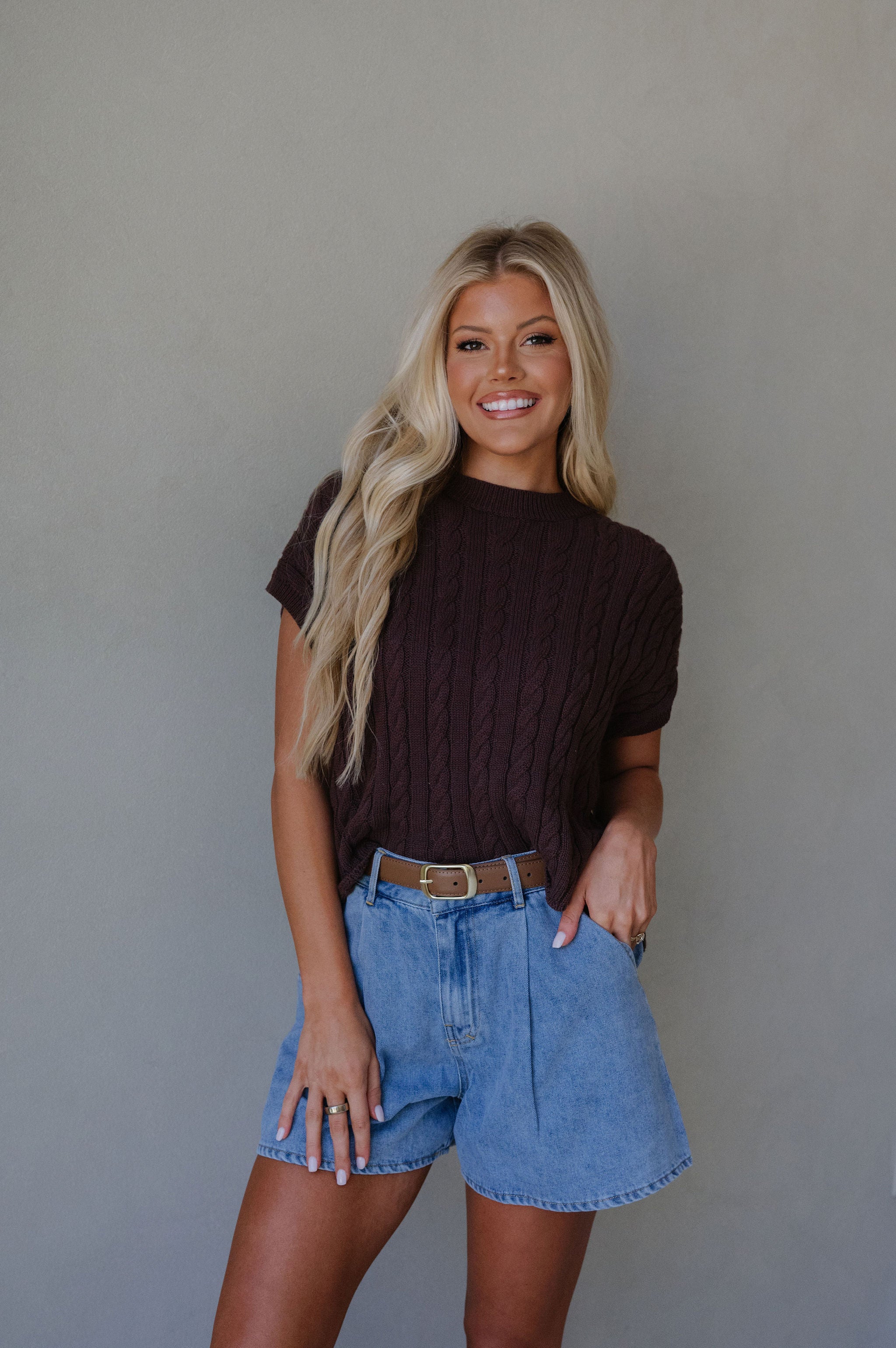 Alina Sweater Top-Dark Brown