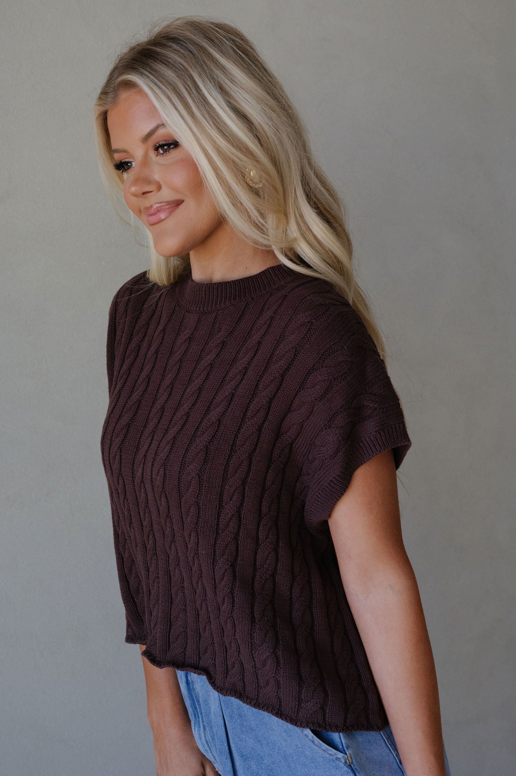 Alina Sweater Top-Dark Brown