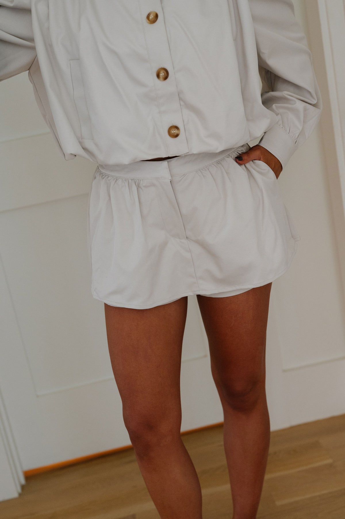 Utility Peplum Skort Set-Khaki