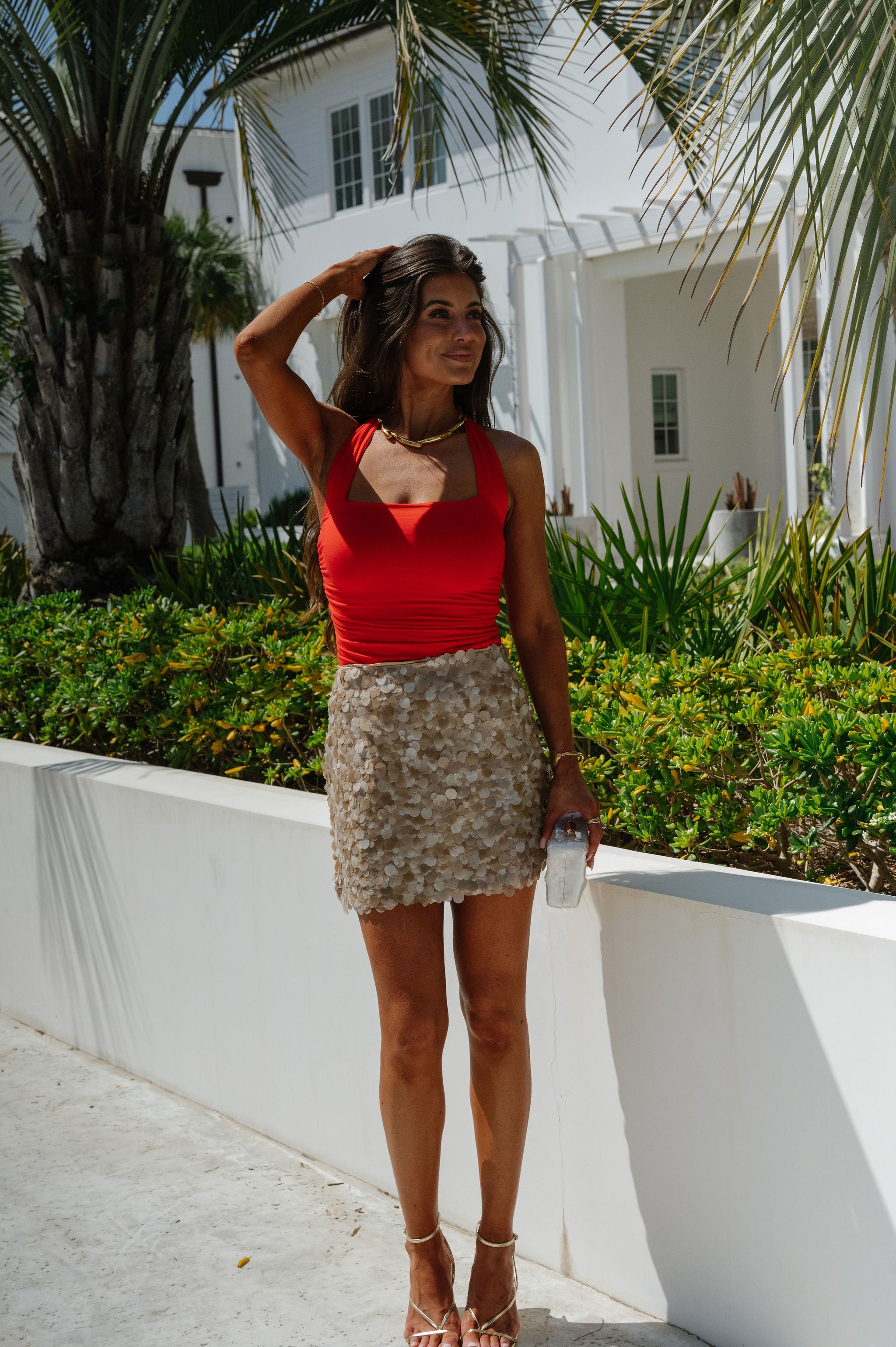 Noami Sequin Skirt- Beige