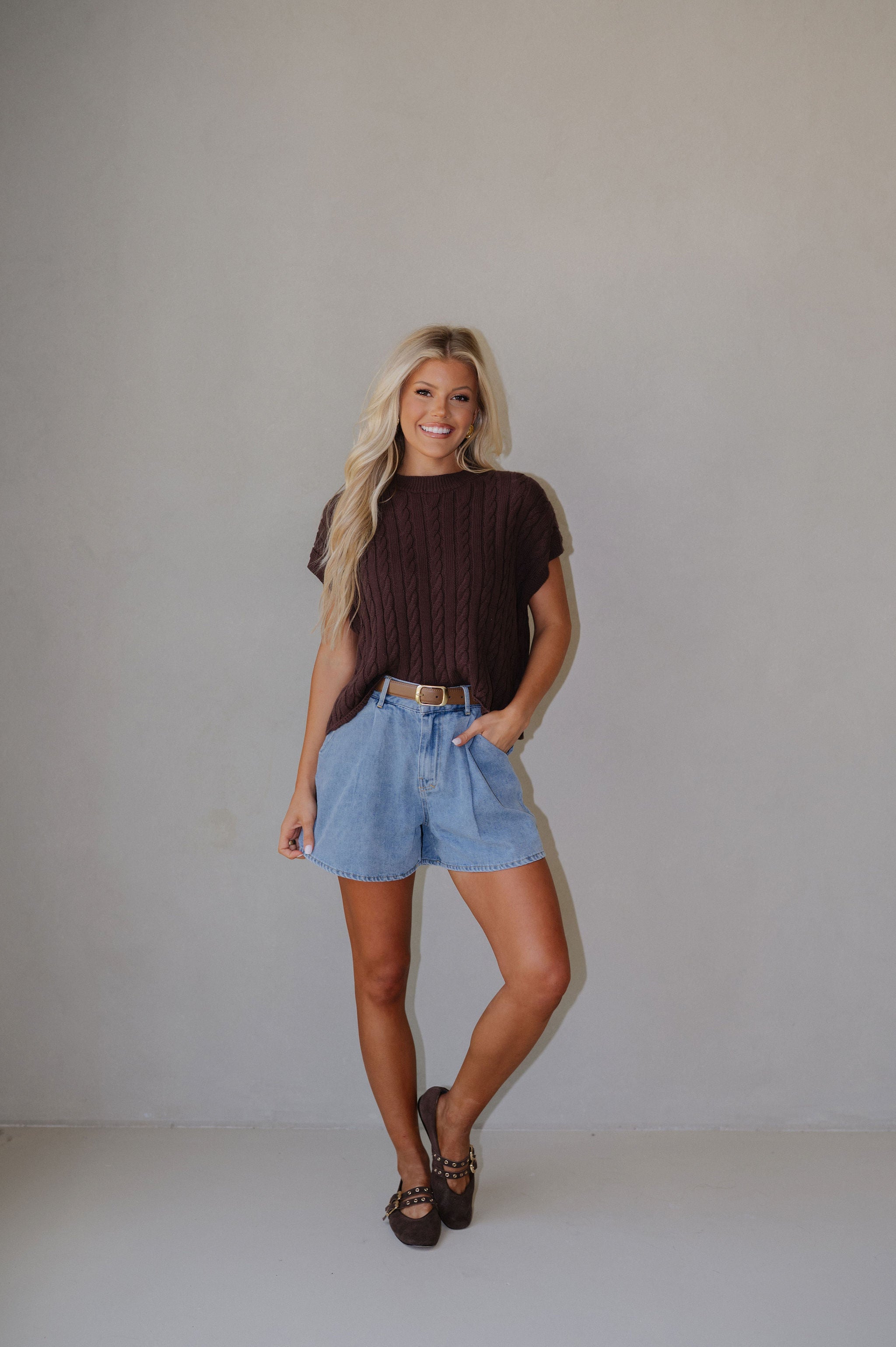 Alina Sweater Top-Dark Brown