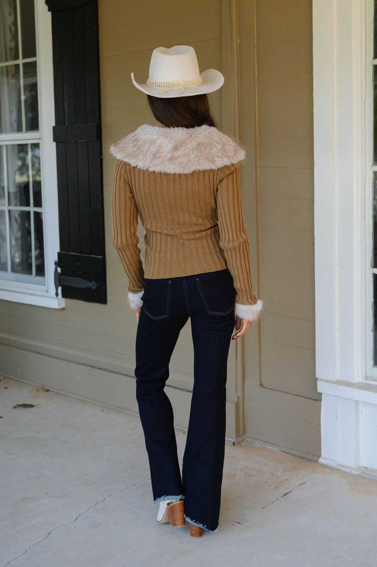 Stephanie Faux Fur Sweater-Taupe
