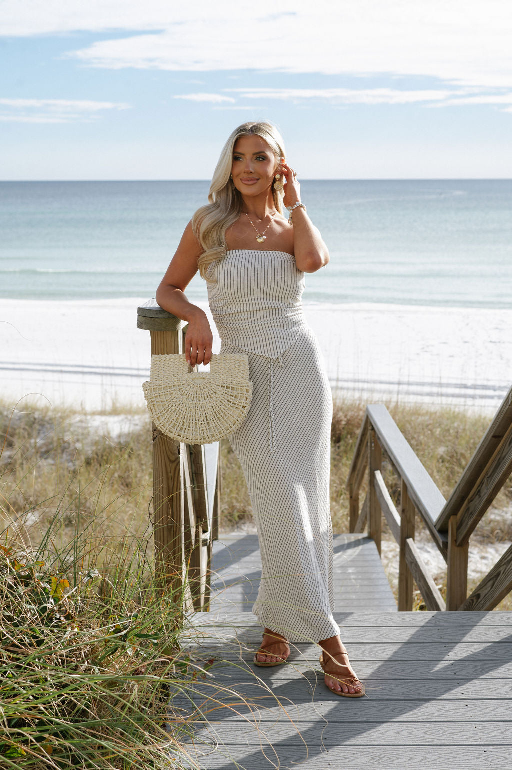 Mack Striped Skirt Set-Oatmeal