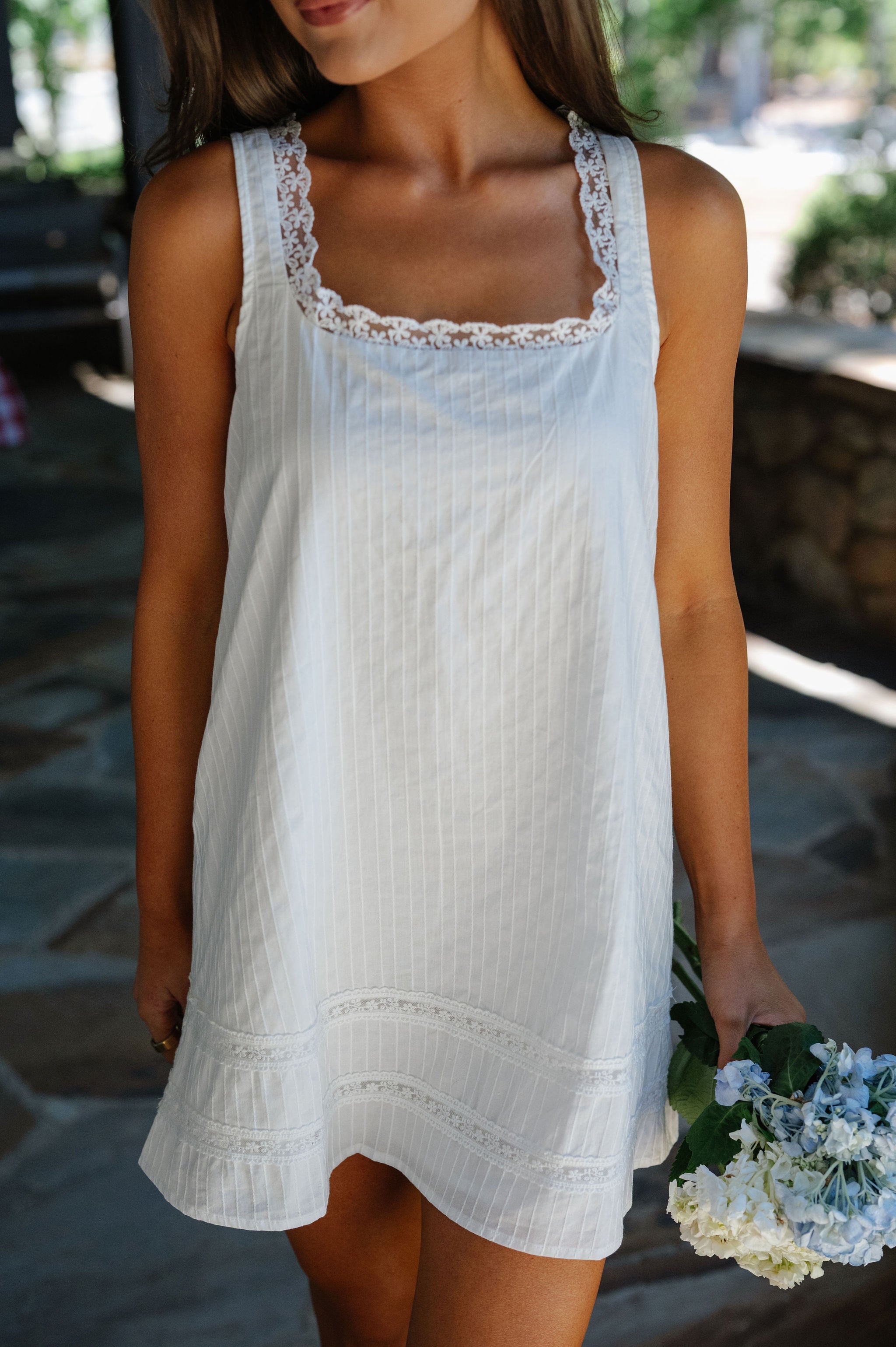 Clara Babydoll Swing Mini Dress-White