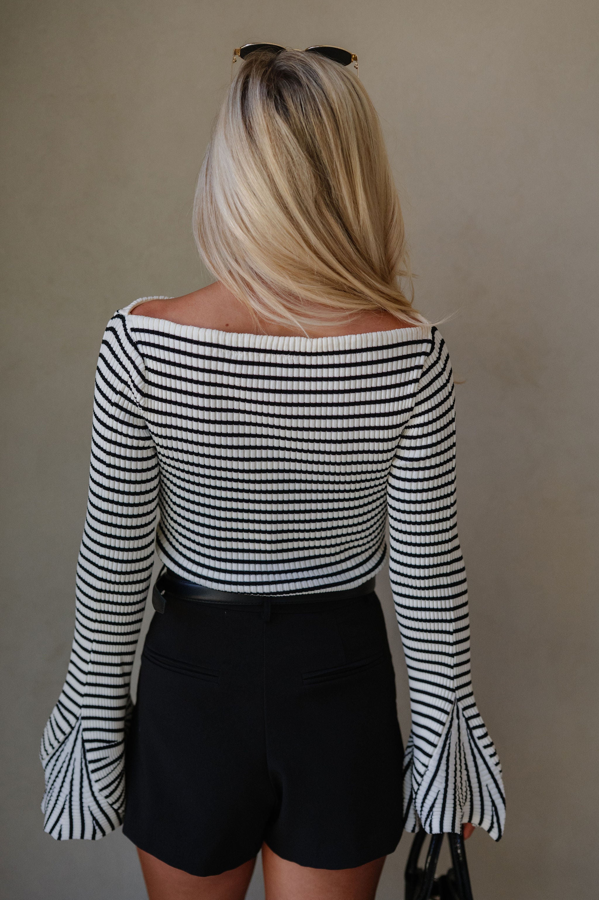 Bethany Striped Sweater-White/Black