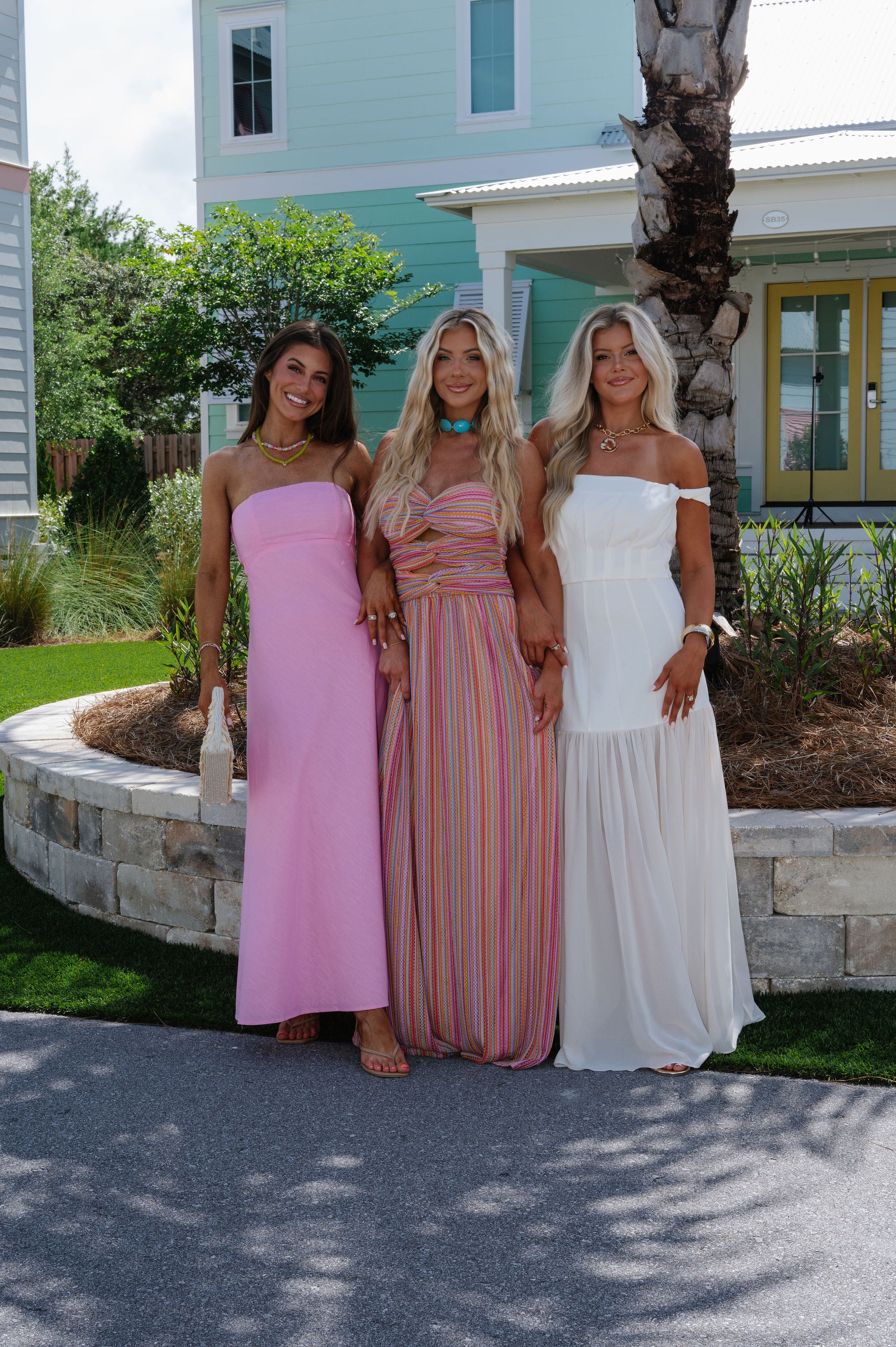 Remi Strapless Maxi Dress-Pink Multi