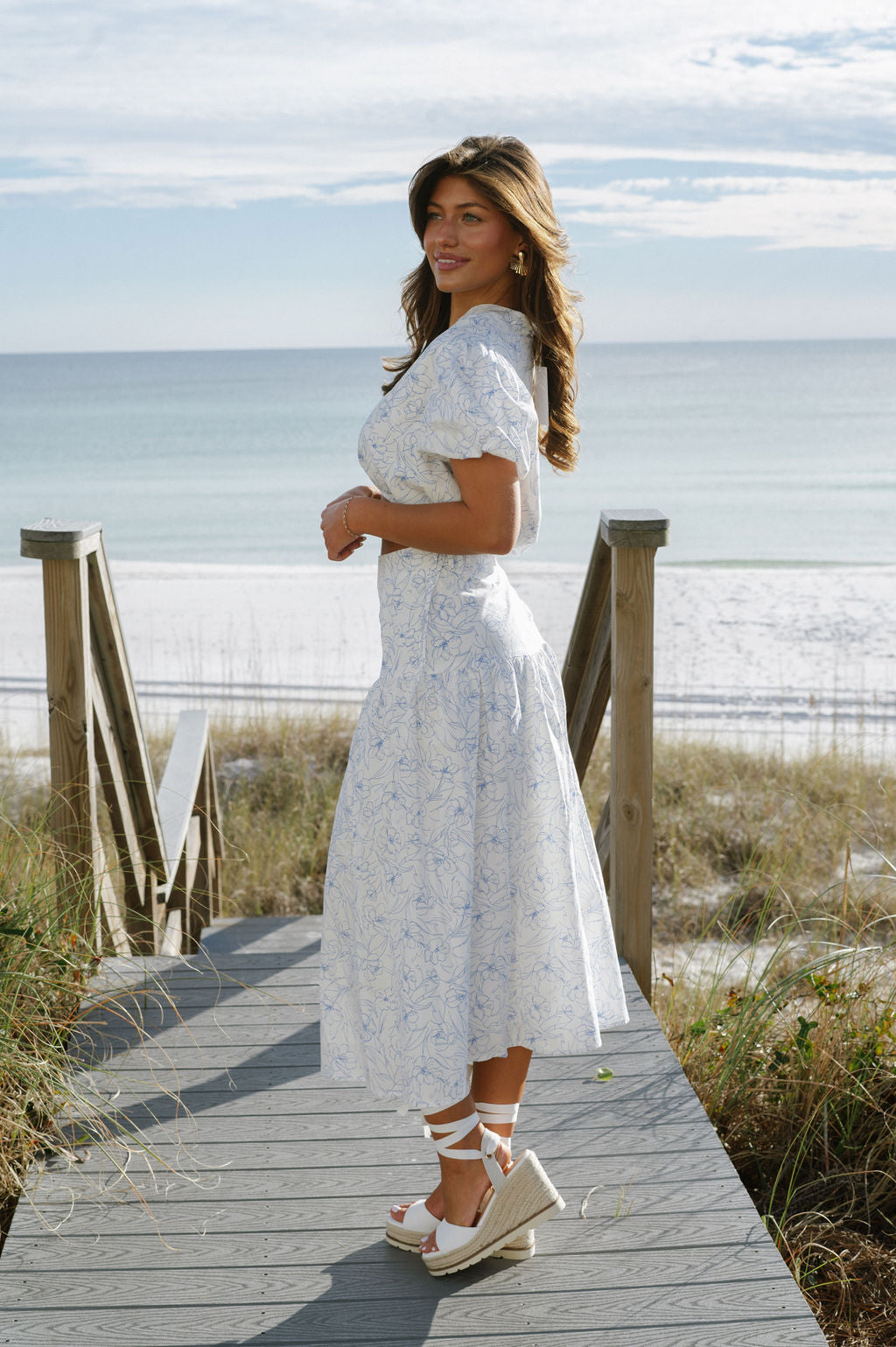 Stella Skirt Set-White/Blue