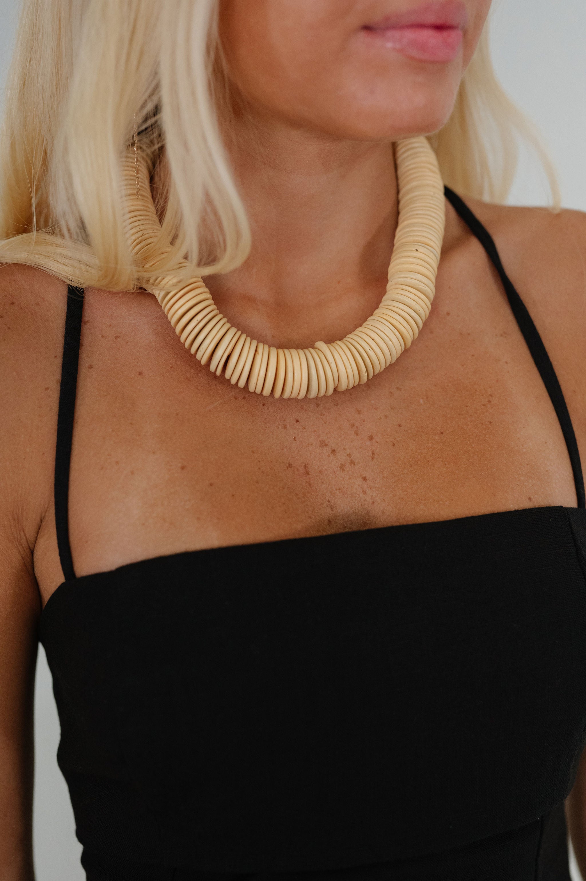 Wood Disk Bead Necklace