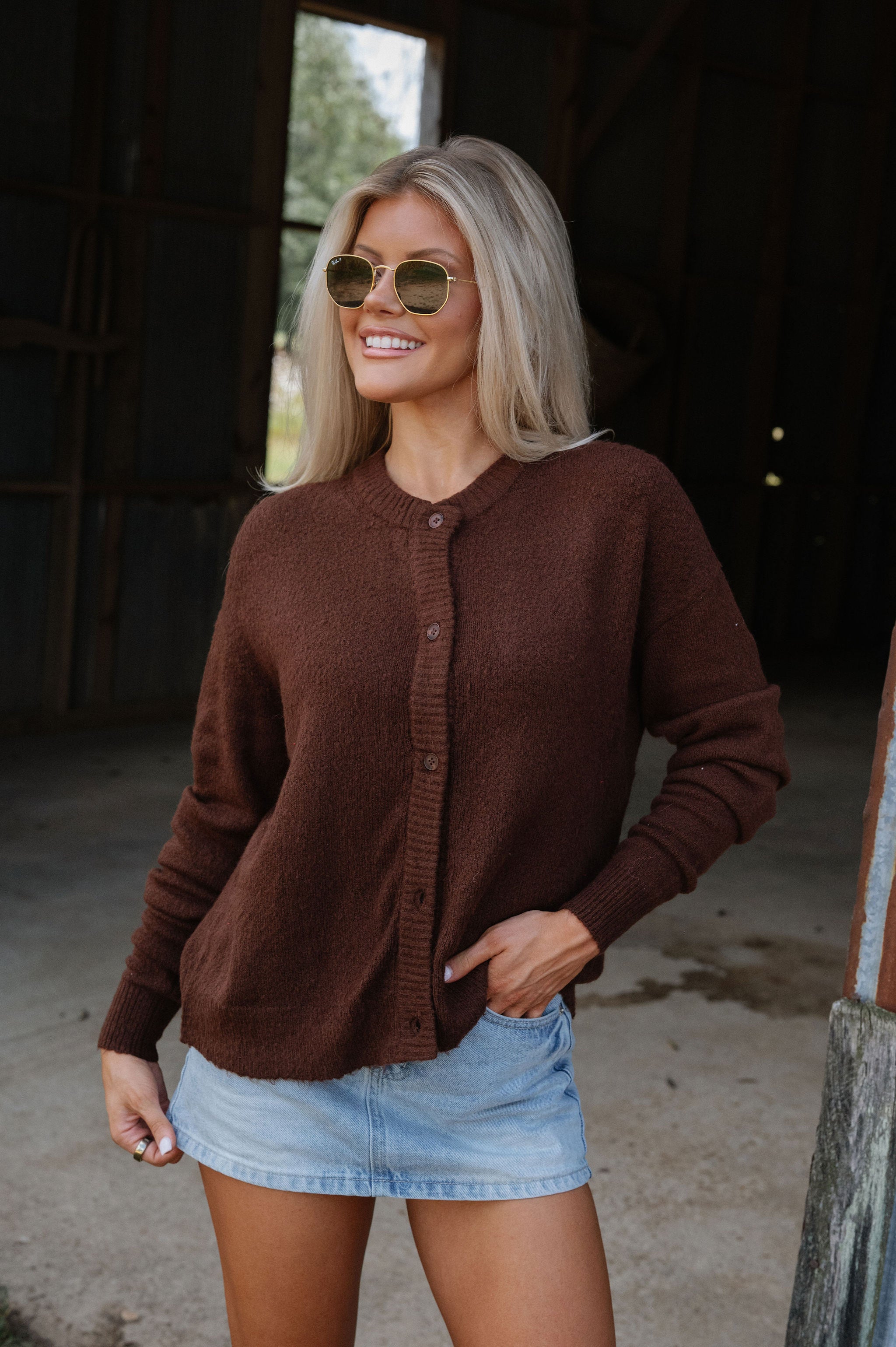Denver Cardigan-Brown