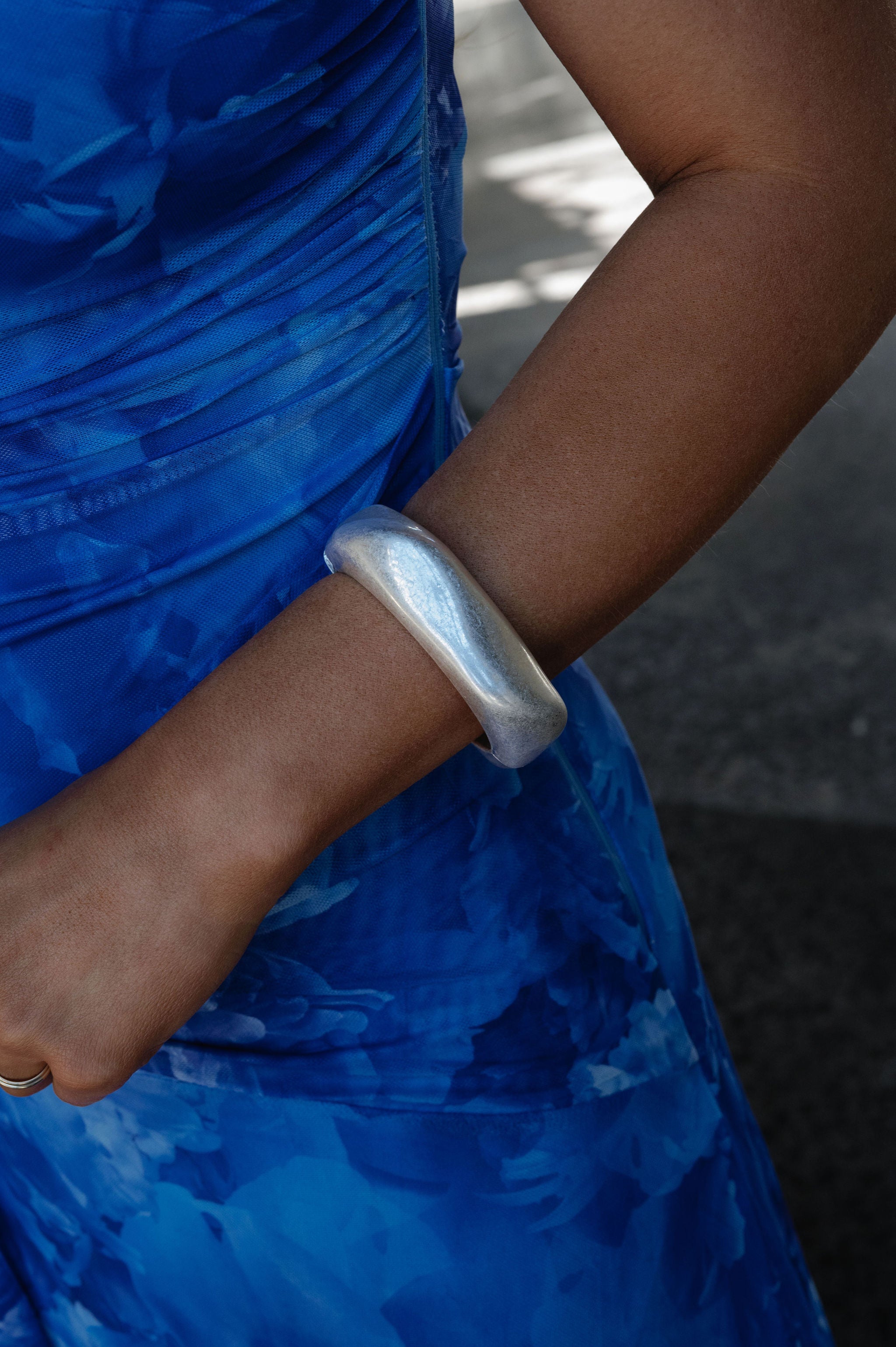 Geometric Bangle Bracelet-Silver *Final Sale*