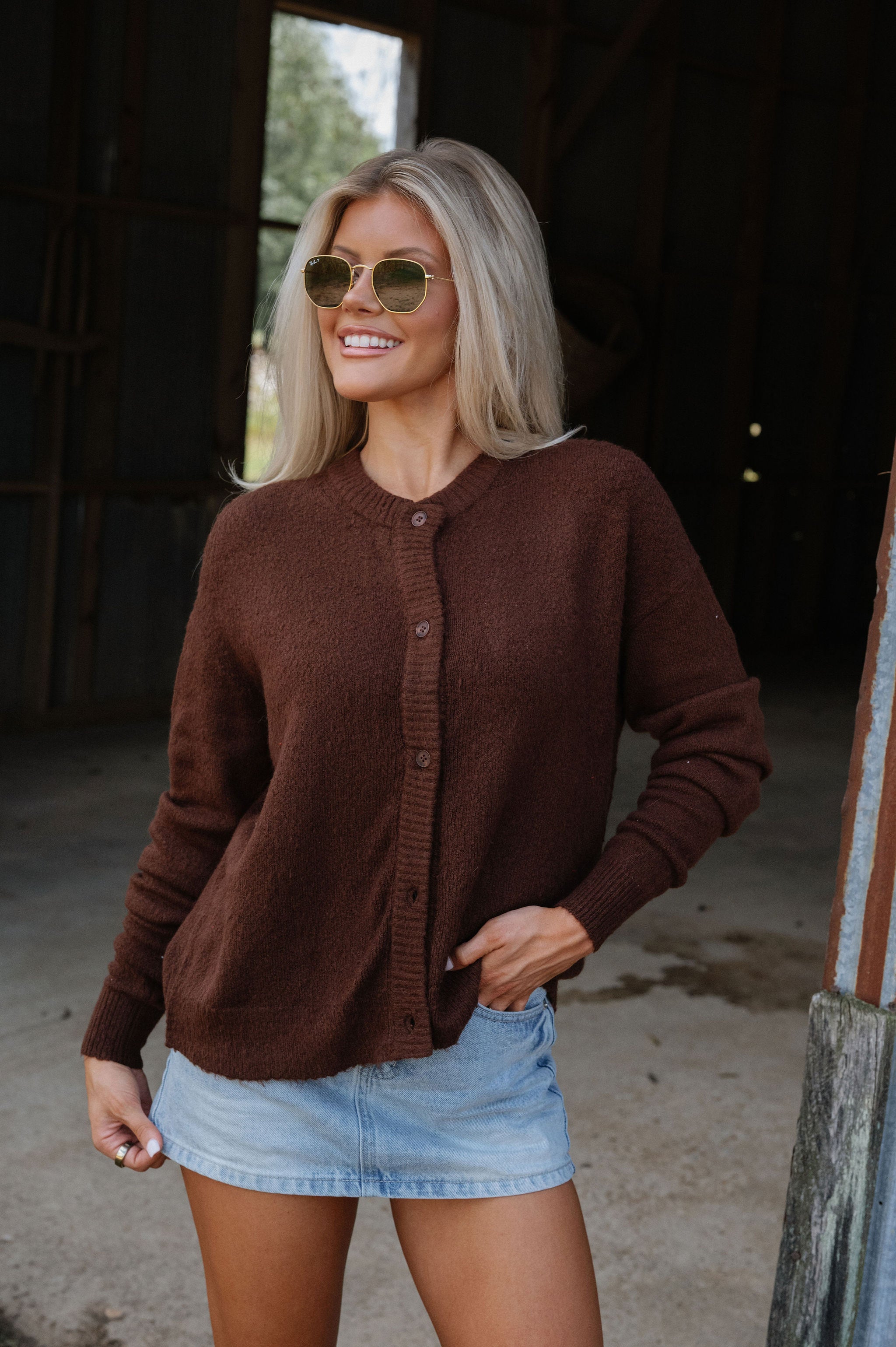 Denver Cardigan-Brown