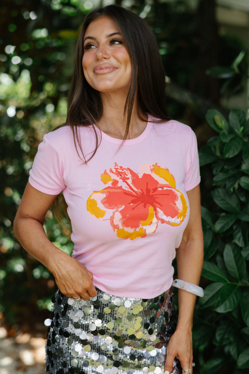Hibiscus Flower Tee-Pink